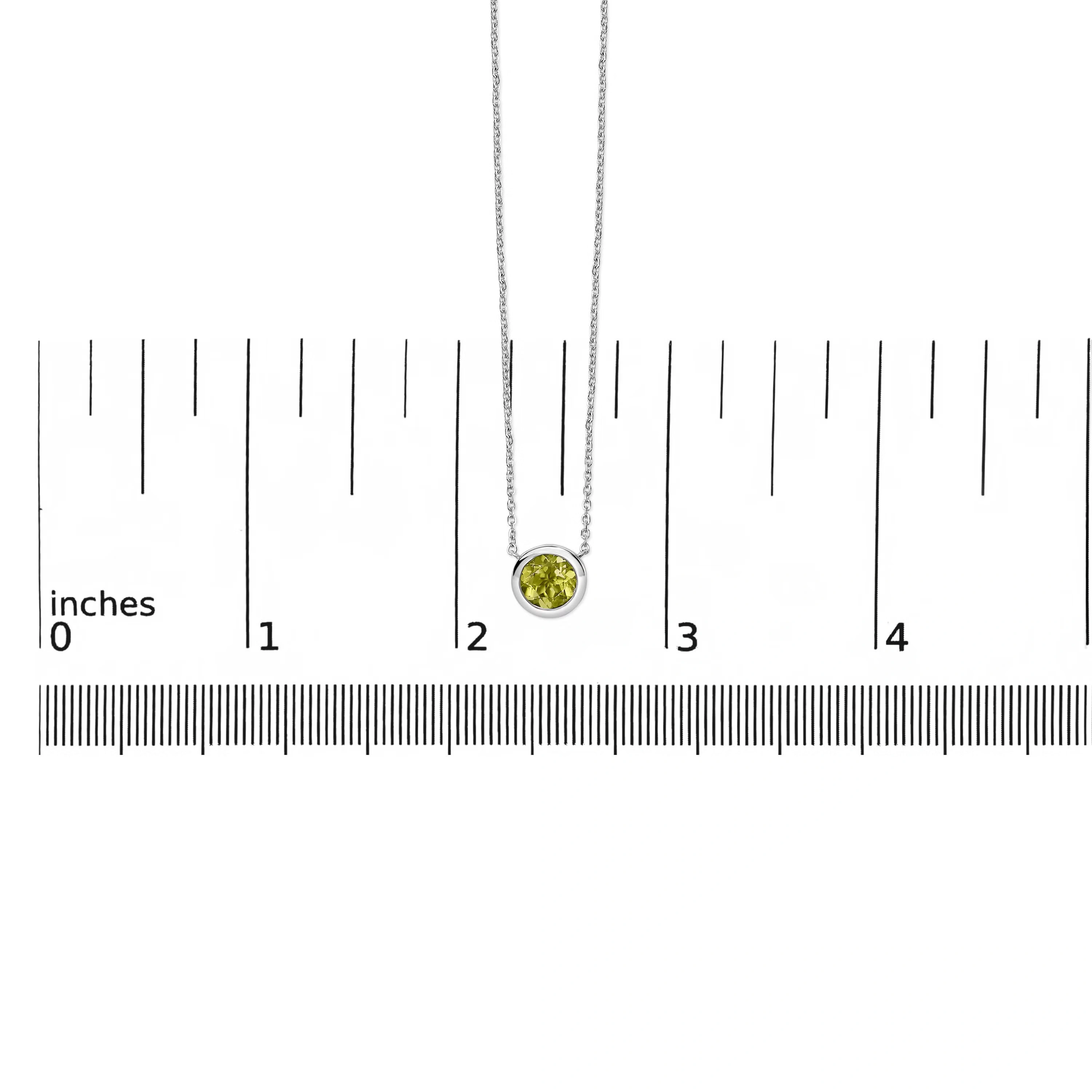 .925 Sterling Silver 7MM Bezel Set Created Green Peridot Pendant Necklace - 18" Inches 5 .925 Sterling Silver 7MM Bezel Set Created Green Peridot Pendant Necklace - 18" Inches