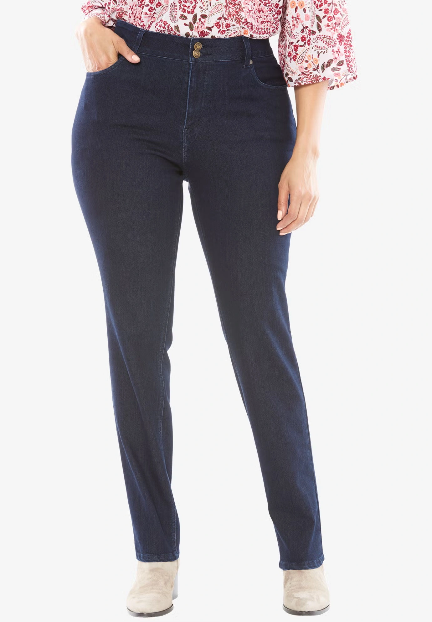 Secret Solutions™ Tummy Smoothing Bootcut Stretch Denim Jeans