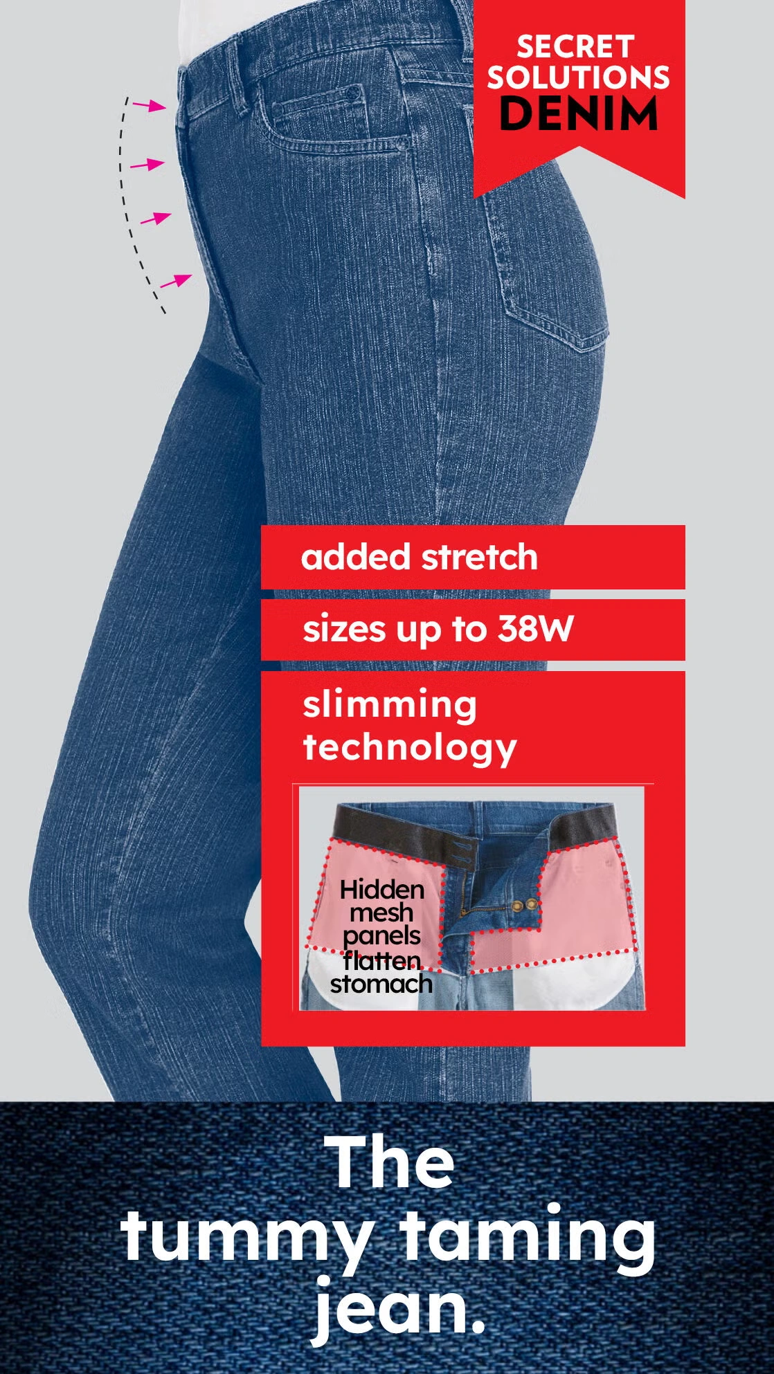 Secret Solutions™ Tummy Smoothing Bootcut Stretch Denim Jeans 3 Secret Solutions™ Tummy Smoothing Bootcut Stretch Denim Jeans