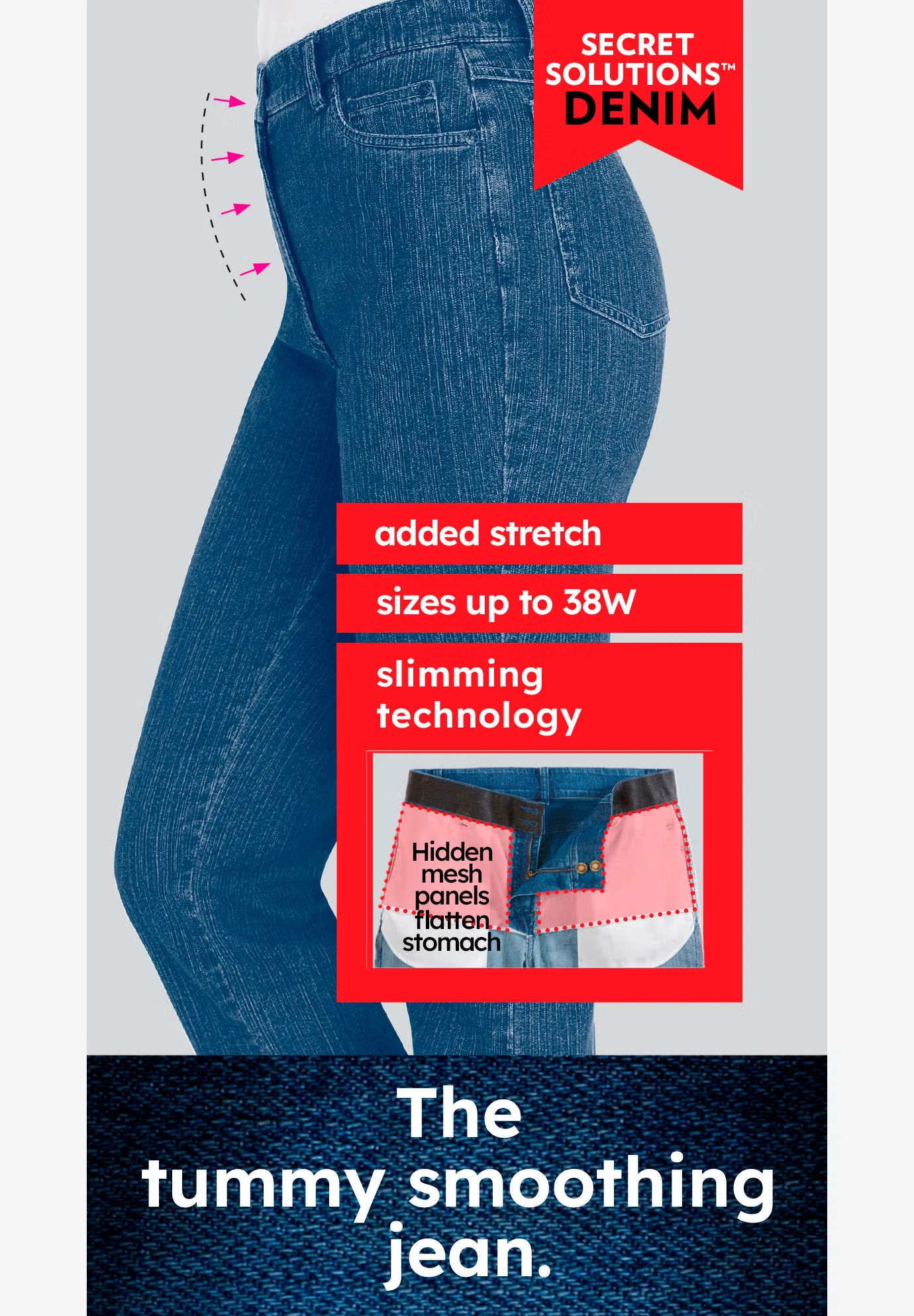 Secret Solutions™ Tummy Smoothing Straight-Leg Stretch Denim Jeans 4 Secret Solutions™ Tummy Smoothing Straight-Leg Stretch Denim Jeans