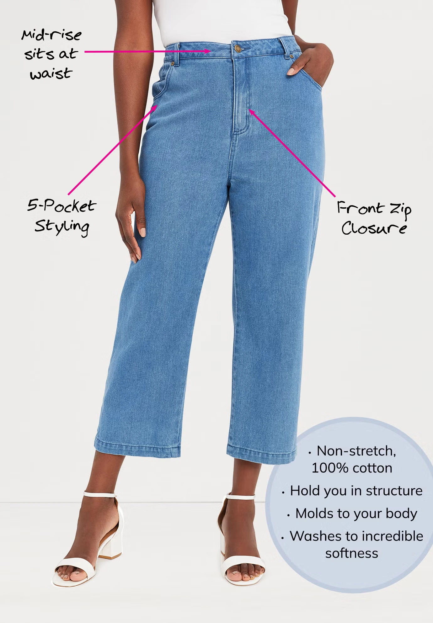 Classic Cotton Denim Capri