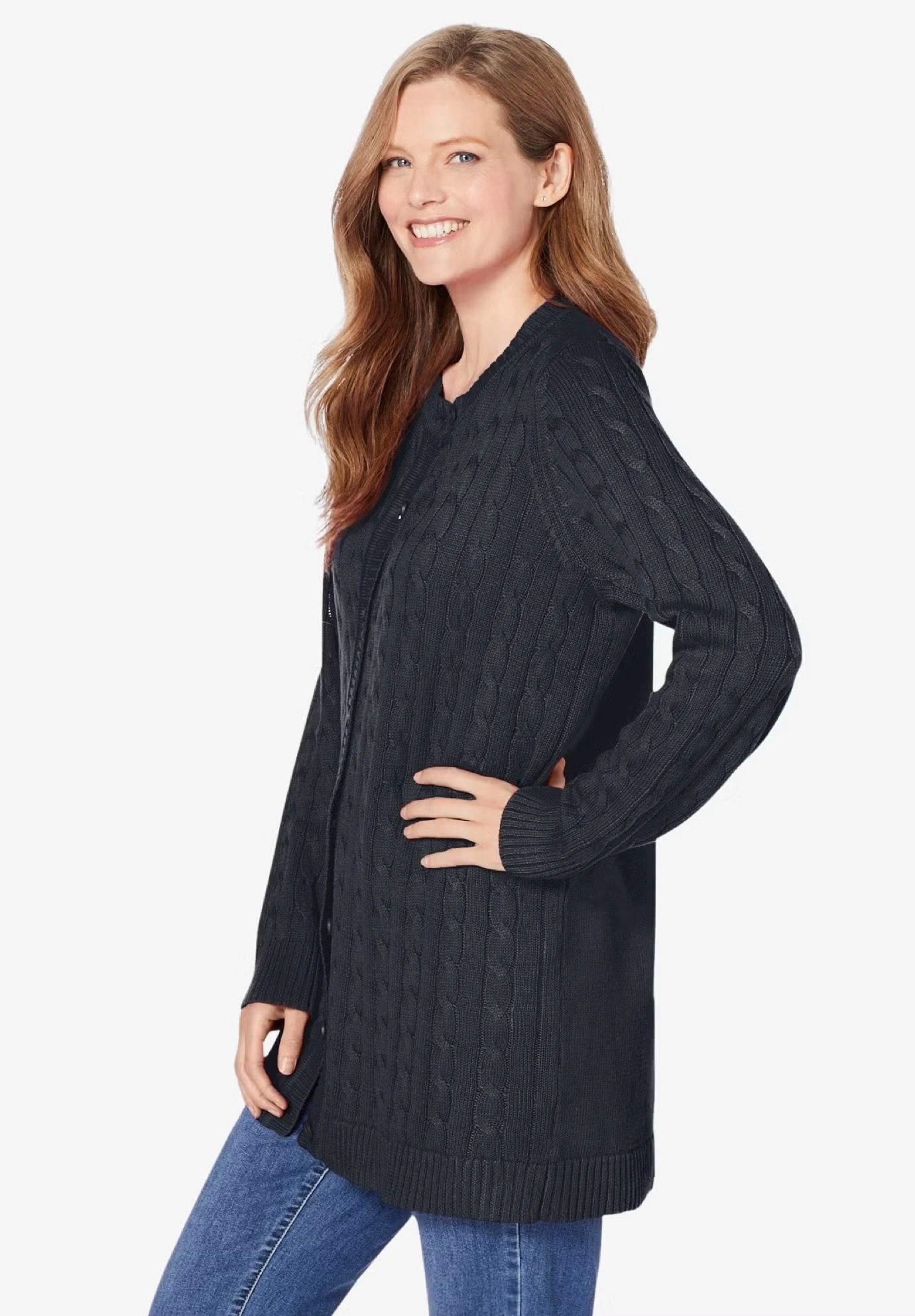 Cotton Cable Knit Cardigan Sweater 4 Cotton Cable Knit Cardigan Sweater