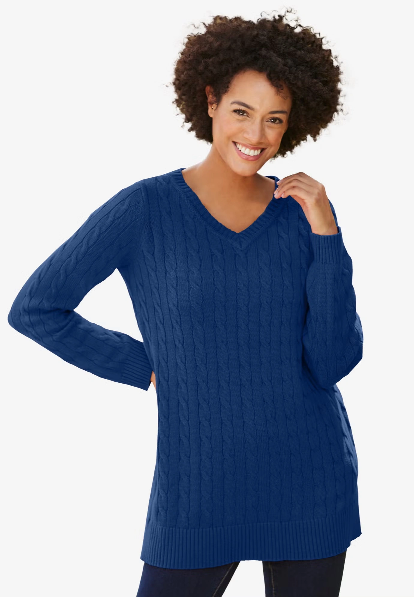 Cable Knit V-Neck Pullover Sweater