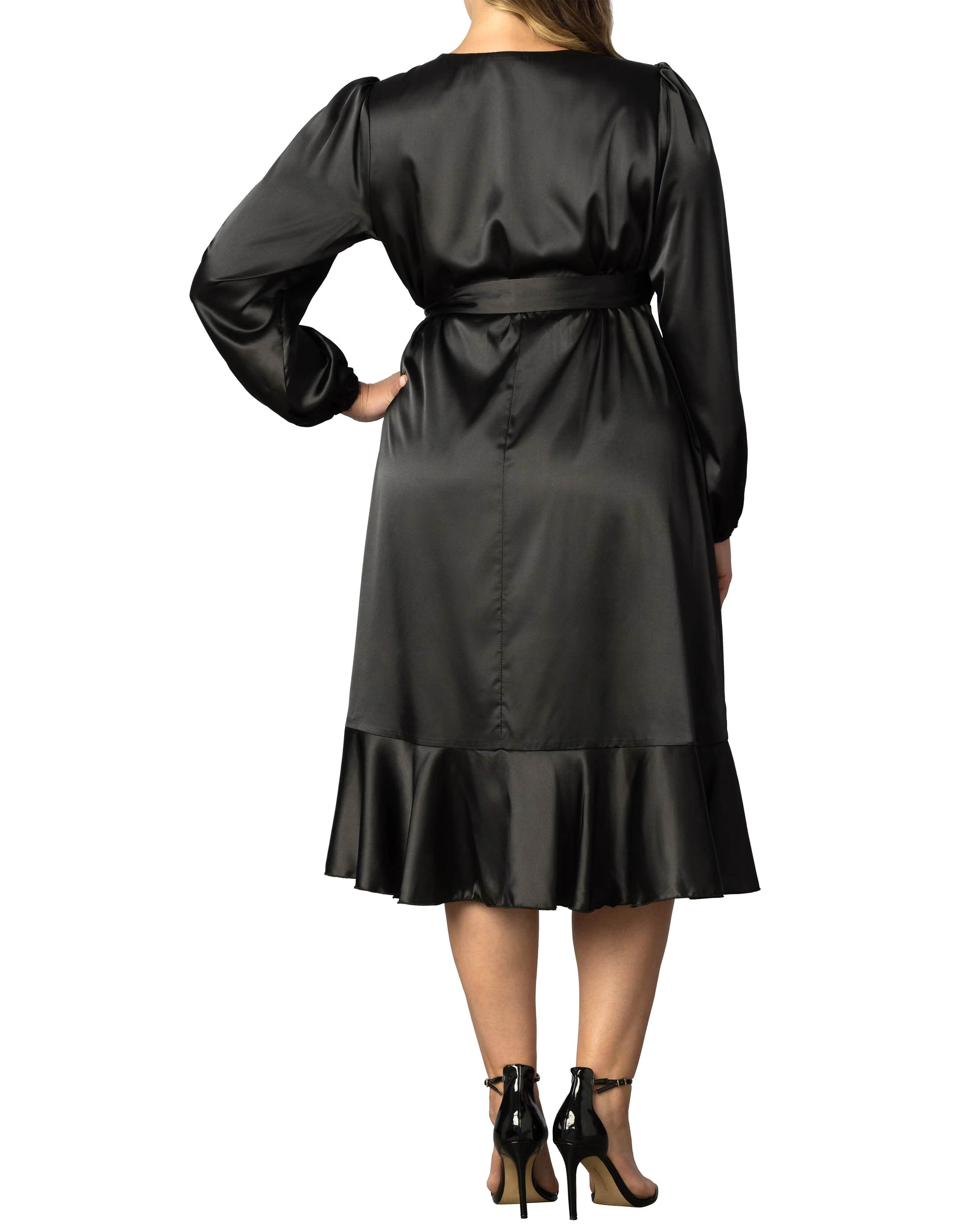 Serena Satin Ruffle Wrap Dress 3 Serena Satin Ruffle Wrap Dress