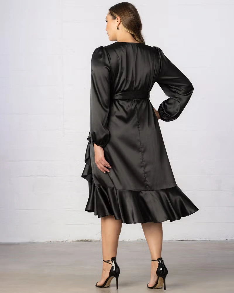 Serena Satin Ruffle Wrap Dress 4 Serena Satin Ruffle Wrap Dress