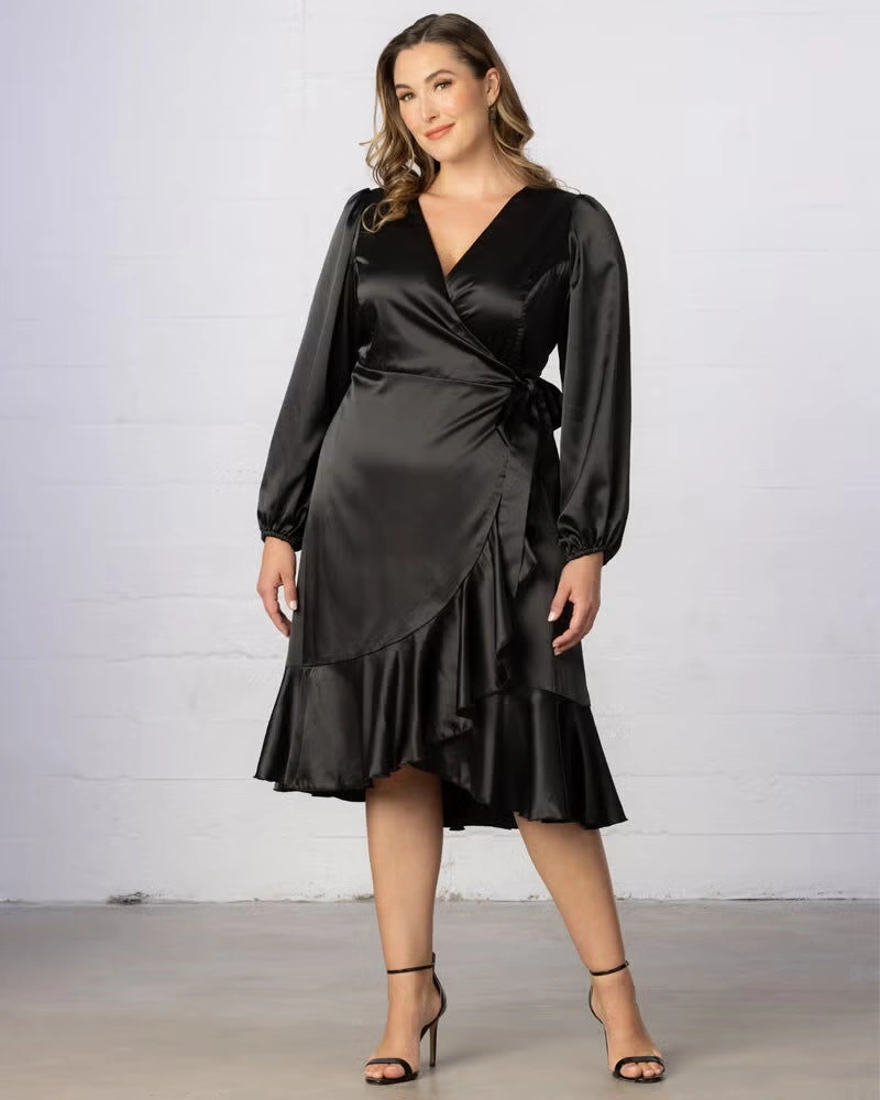 Serena Satin Ruffle Wrap Dress 5 Serena Satin Ruffle Wrap Dress