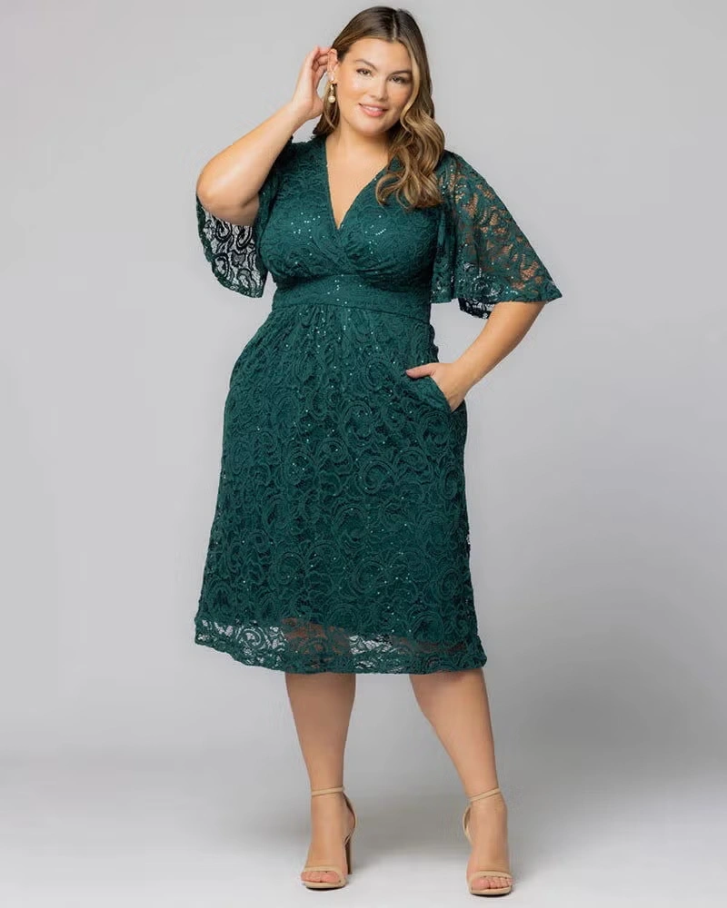 Starry Sequined Lace Cocktail Dress