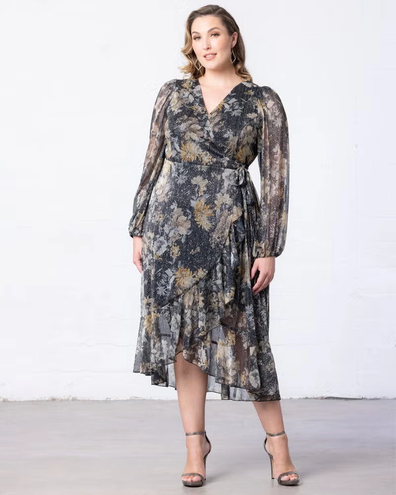 Clara Sparkling Long Sleeve Wrap Dress