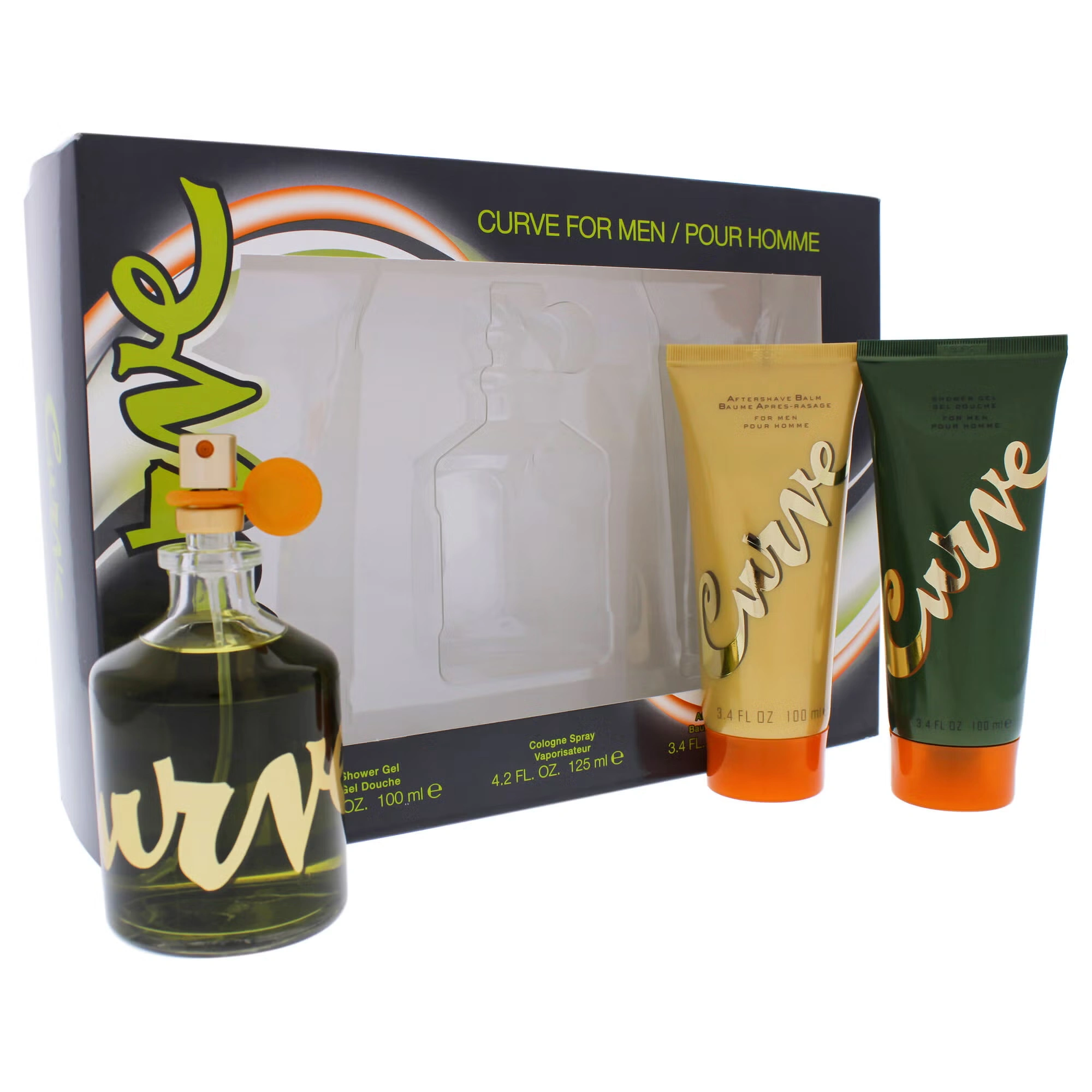 Curve by Liz Claiborne for Men - 3 Pc Gift Set 4.2oz Cologne Spray, 3.4oz Aftershave Balm, 3.4oz Showe Gel