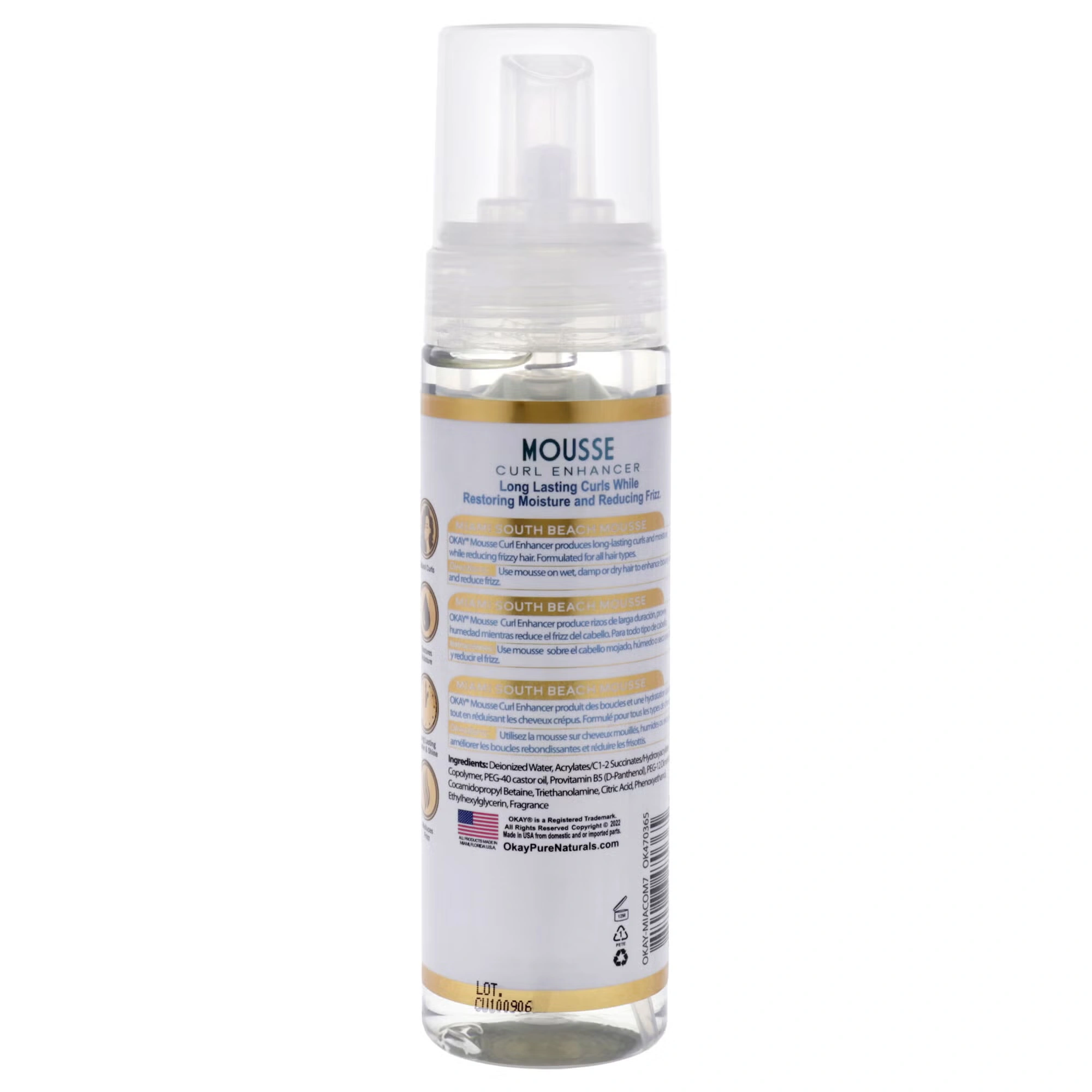 Miami South Beach Curls - Curl Enhancing by Okay for Women - 7.5 oz Mousse