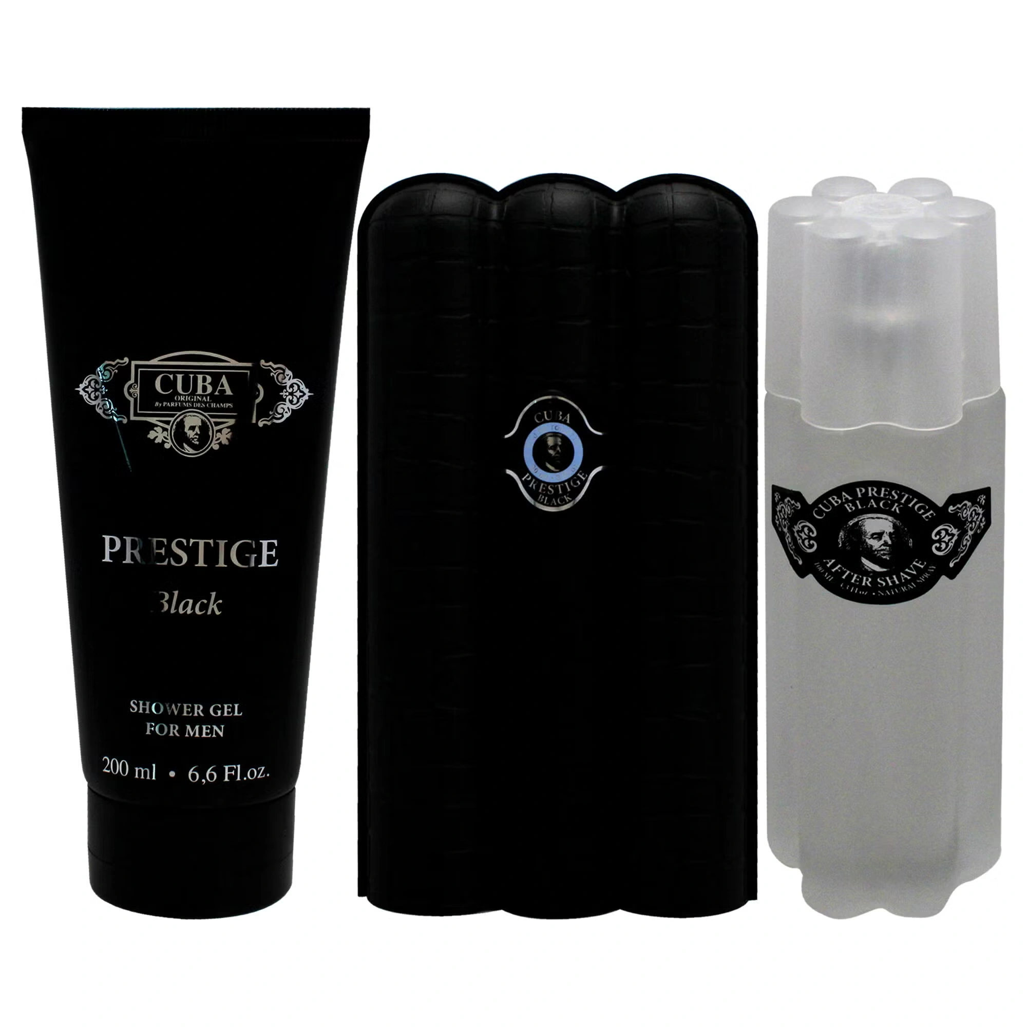 Cuba Prestige Black by Cuba for Men - 3 Pc Gift Set 3oz EDT Spray, 6.6oz Shower Gel, 3.3oz After Shave