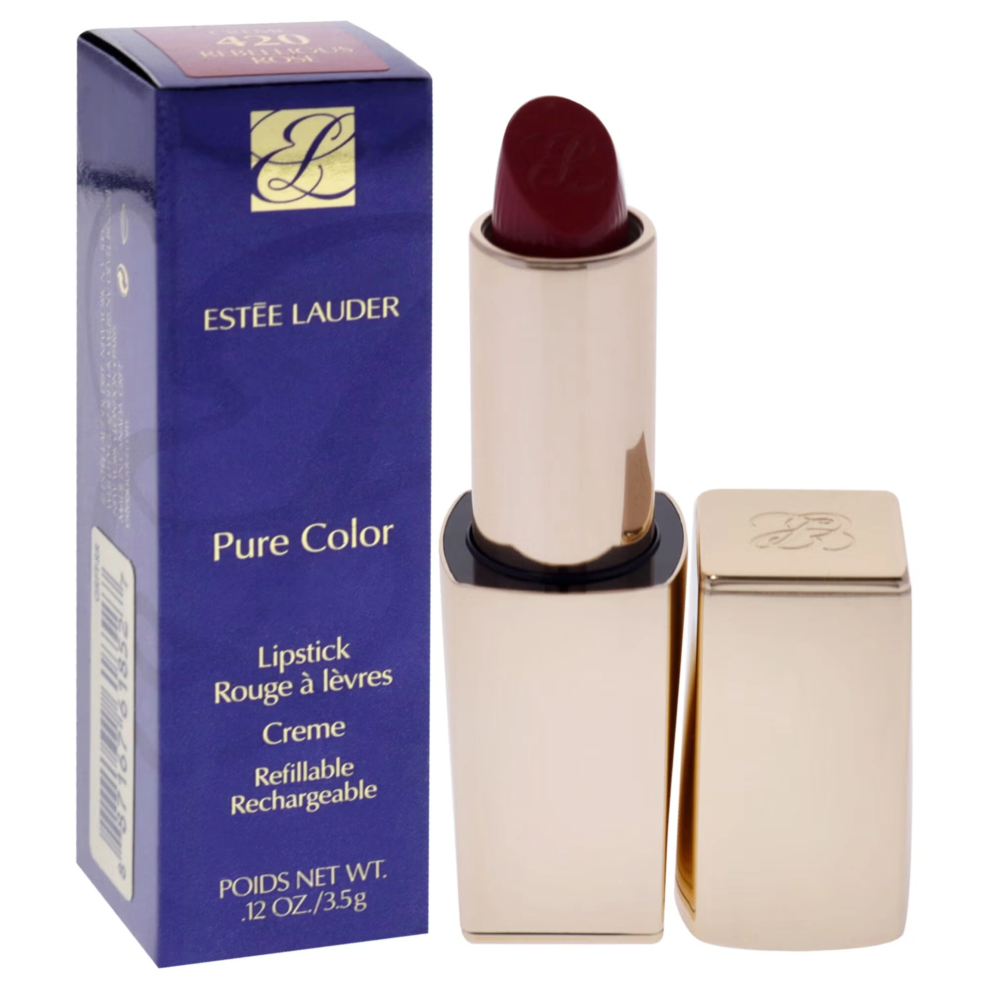 Pure Color Creme Lipstick - 420 Rebellious Rose by Estee Lauder for Women - 0.12 oz Lipstick (Refillable)