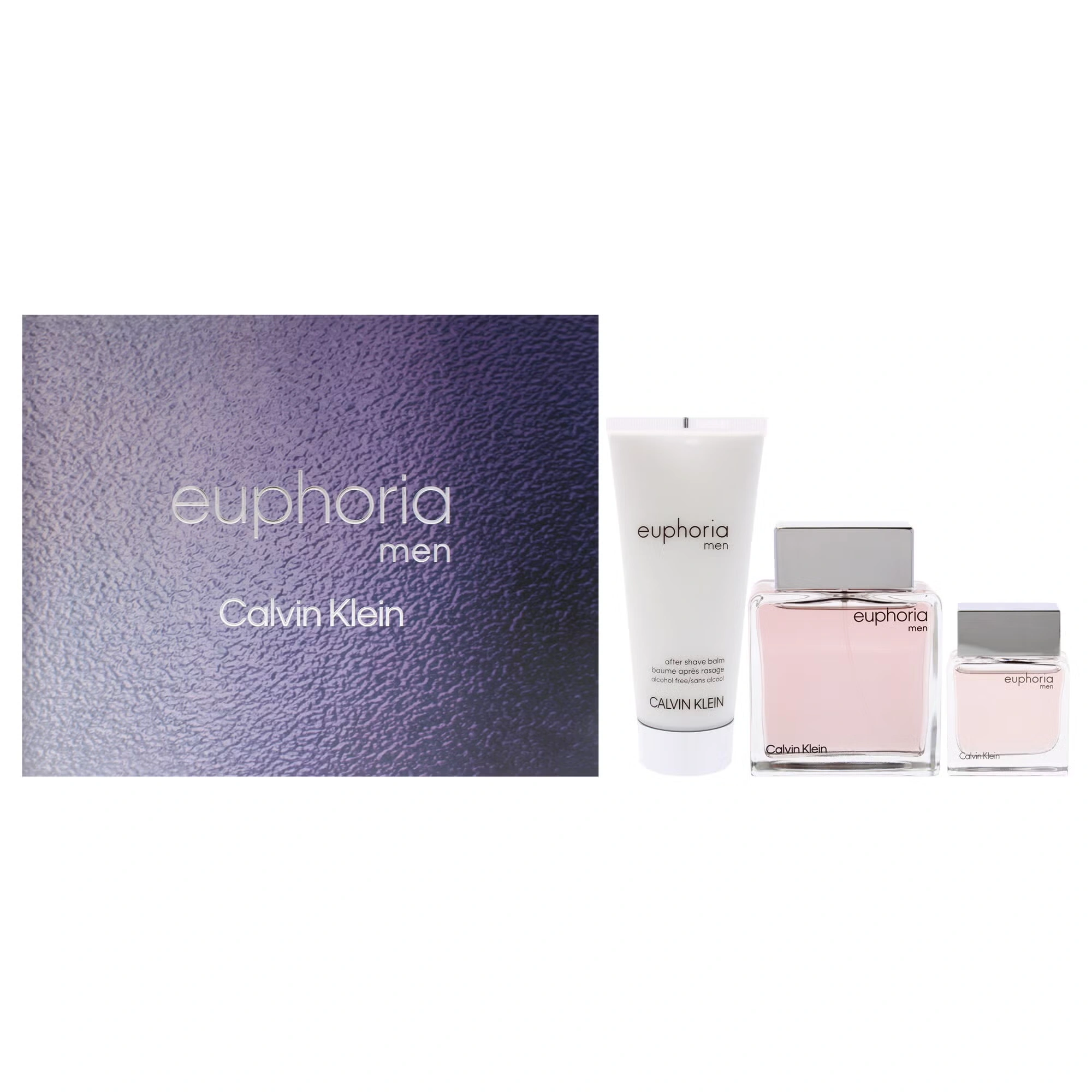 Euphoria by Calvin Klein for Men - 3 Pc Gift Set 3.3oz EDT Spray, 0.5oz EDT Splash, 3.3oz After Shave Balm