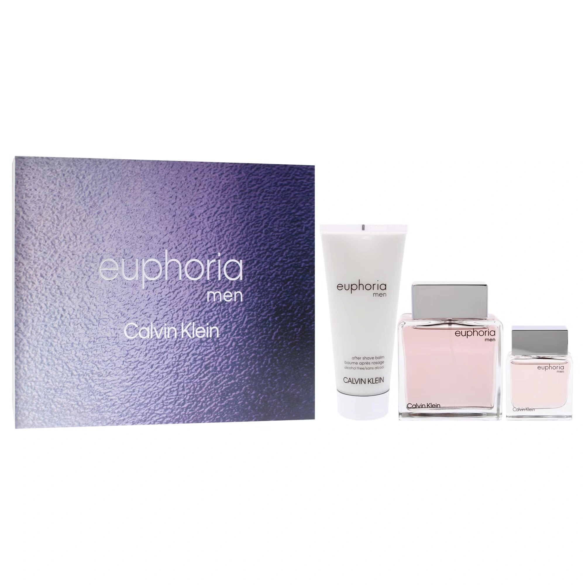 Euphoria by Calvin Klein for Men - 3 Pc Gift Set 3.3oz EDT Spray, 0.5oz EDT Splash, 3.3oz After Shave Balm