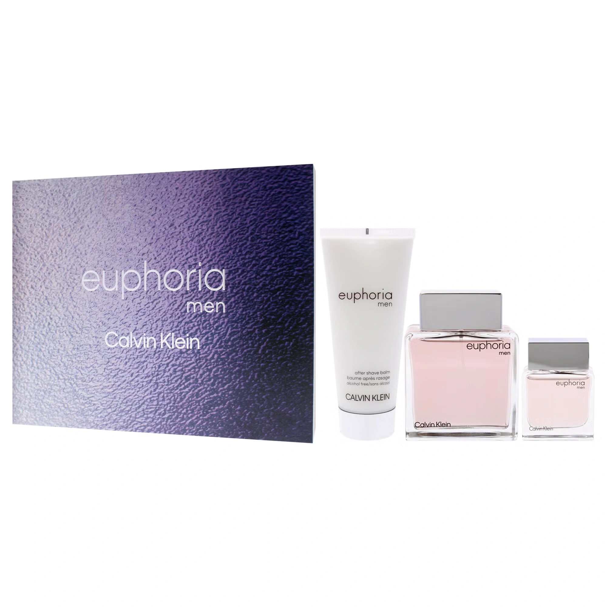 Euphoria by Calvin Klein for Men - 3 Pc Gift Set 3.3oz EDT Spray, 0.5oz EDT Splash, 3.3oz After Shave Balm
