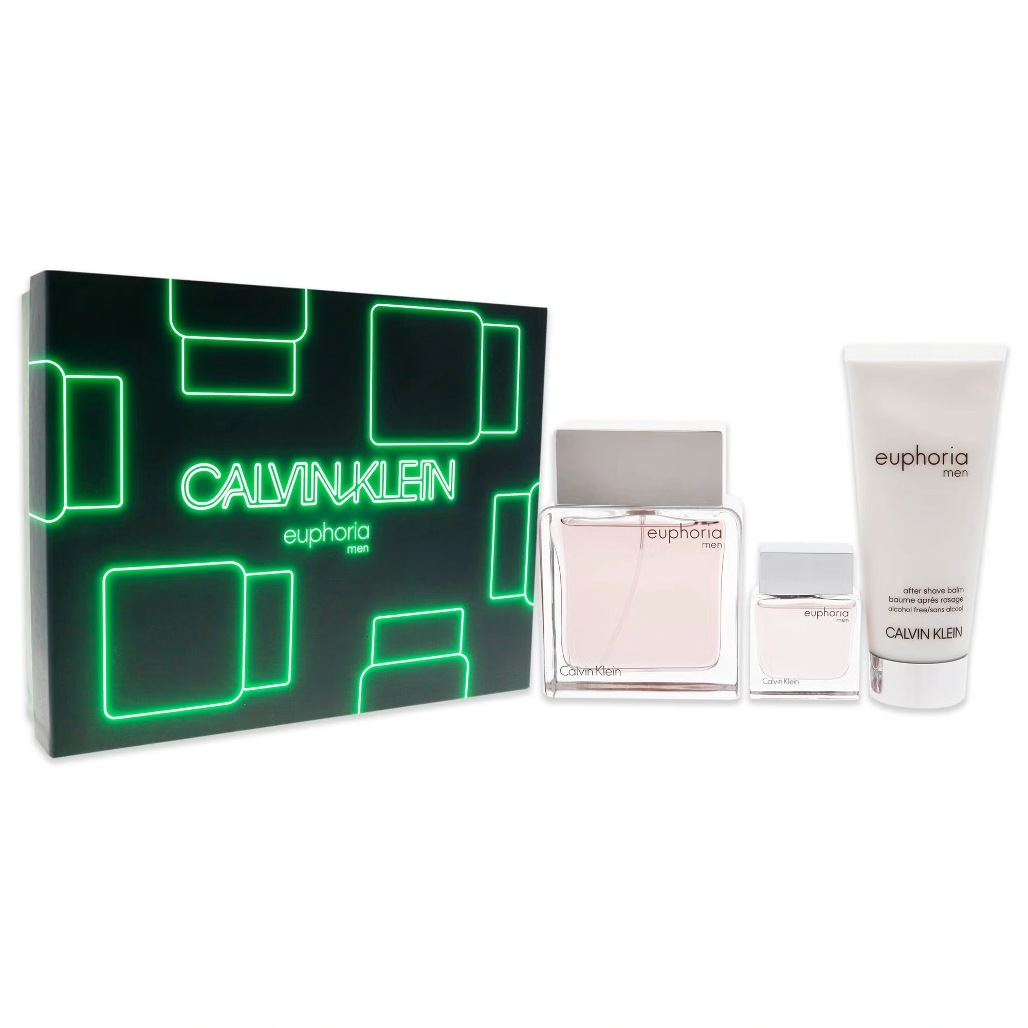 Euphoria by Calvin Klein for Men - 3 Pc Gift Set 3.3oz EDT Spray, 0.5oz EDT Splash, 3.3oz After Shave Balm