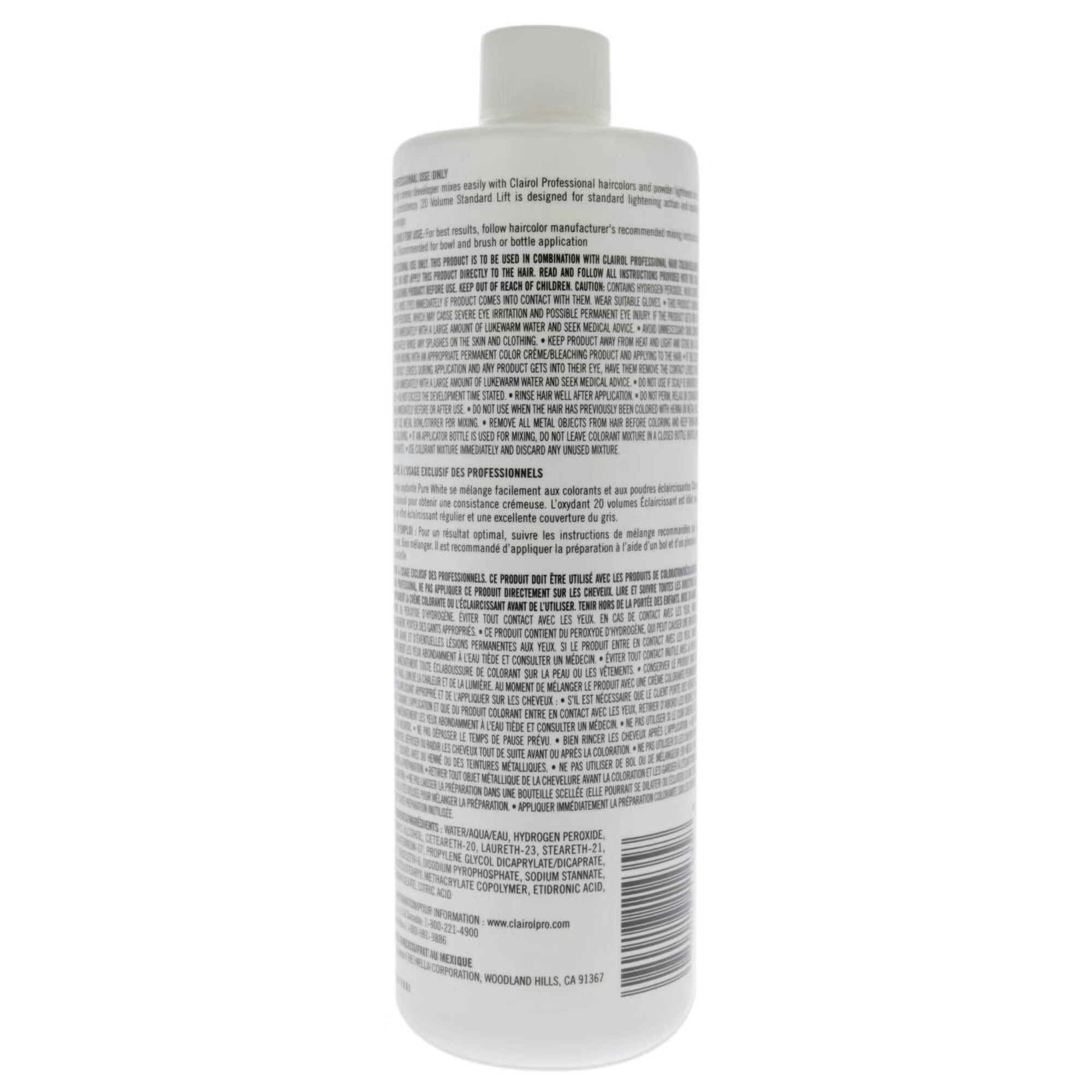 Pure White 20 Volume Creme Developer by Clairol for Unisex - 16 oz Lightener