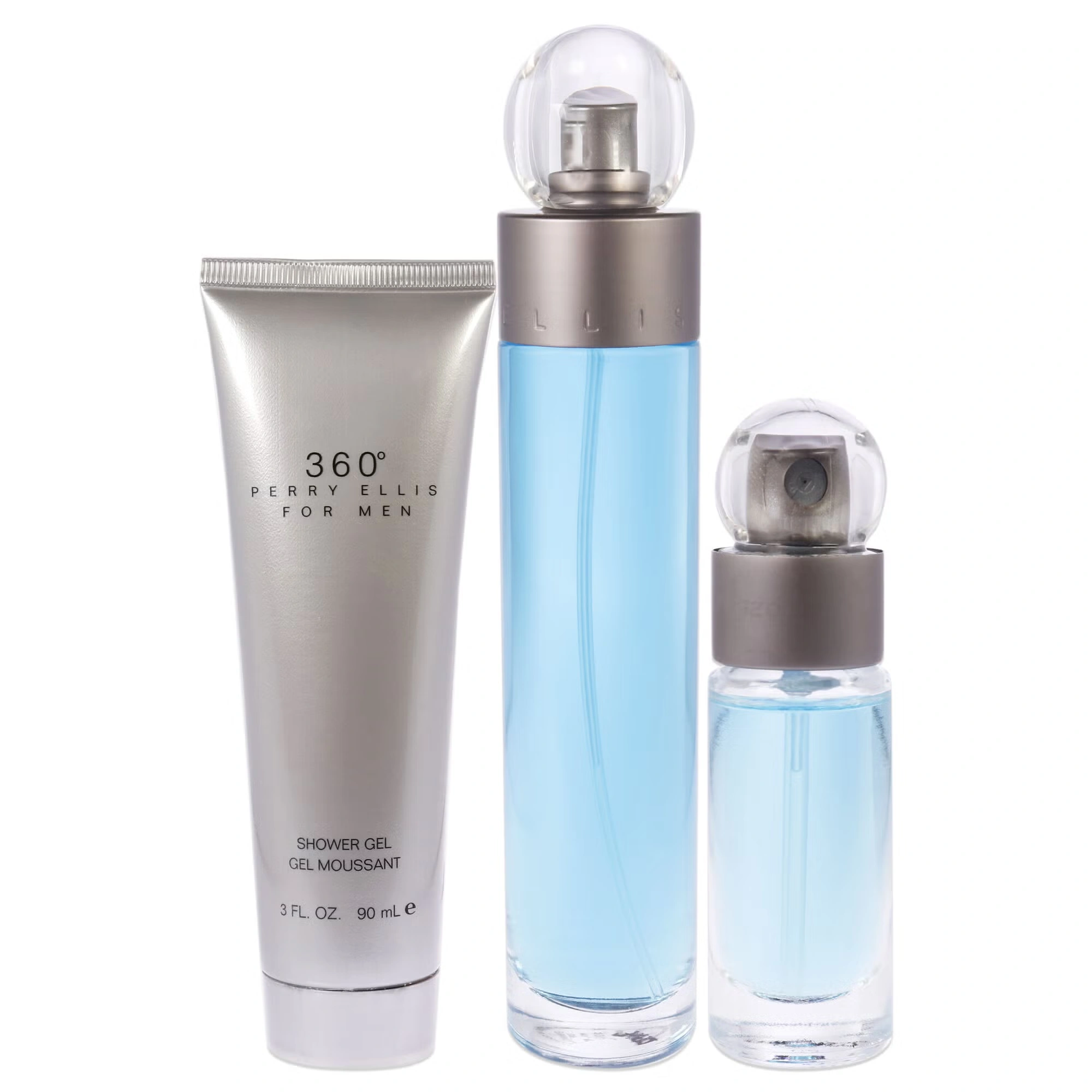 360 by Perry Ellis for Men - 3 Pc Gift Set 3.4 oz EDT Spray, 0.25 oz EDT Spray, 3oz Shower Gel