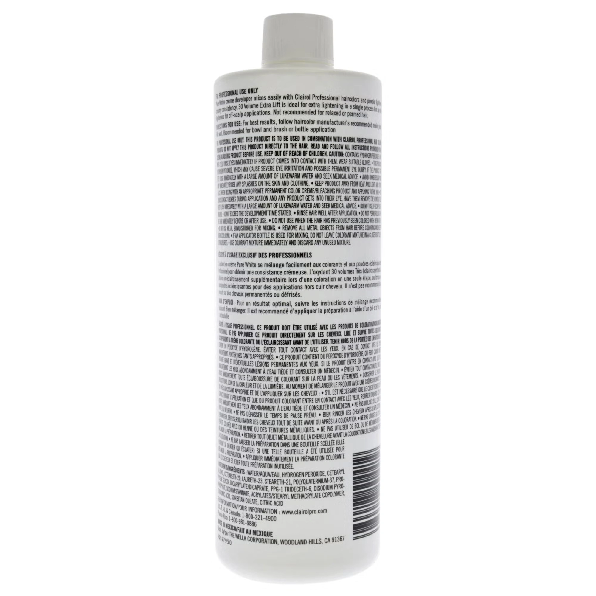 Pure White 30 Volume Creme Developer by Clairol for Unisex - 16 oz Lightener