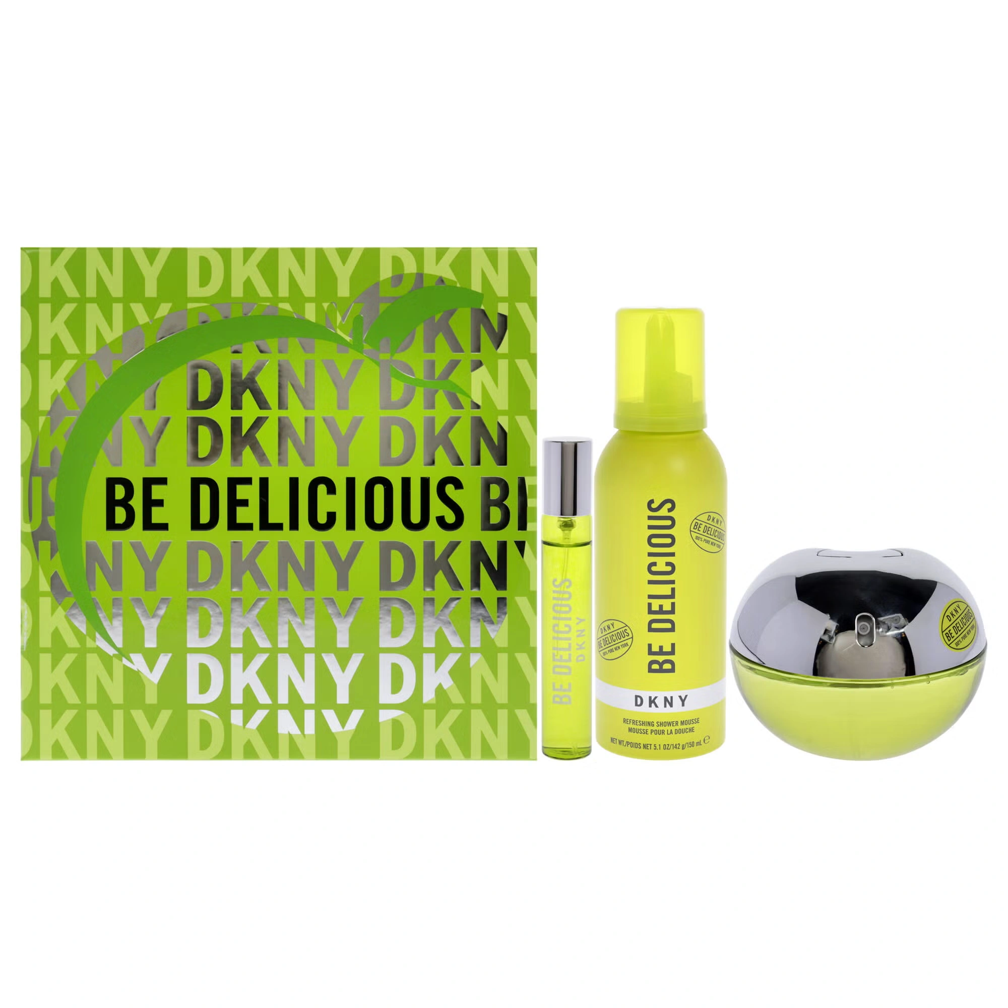 Be Delicious by Donna Karan for Women - 3 Pc Gift Set 3.4oz EDP Spray, 0.5oz EDP Spray, 5.1oz Shower Mousse