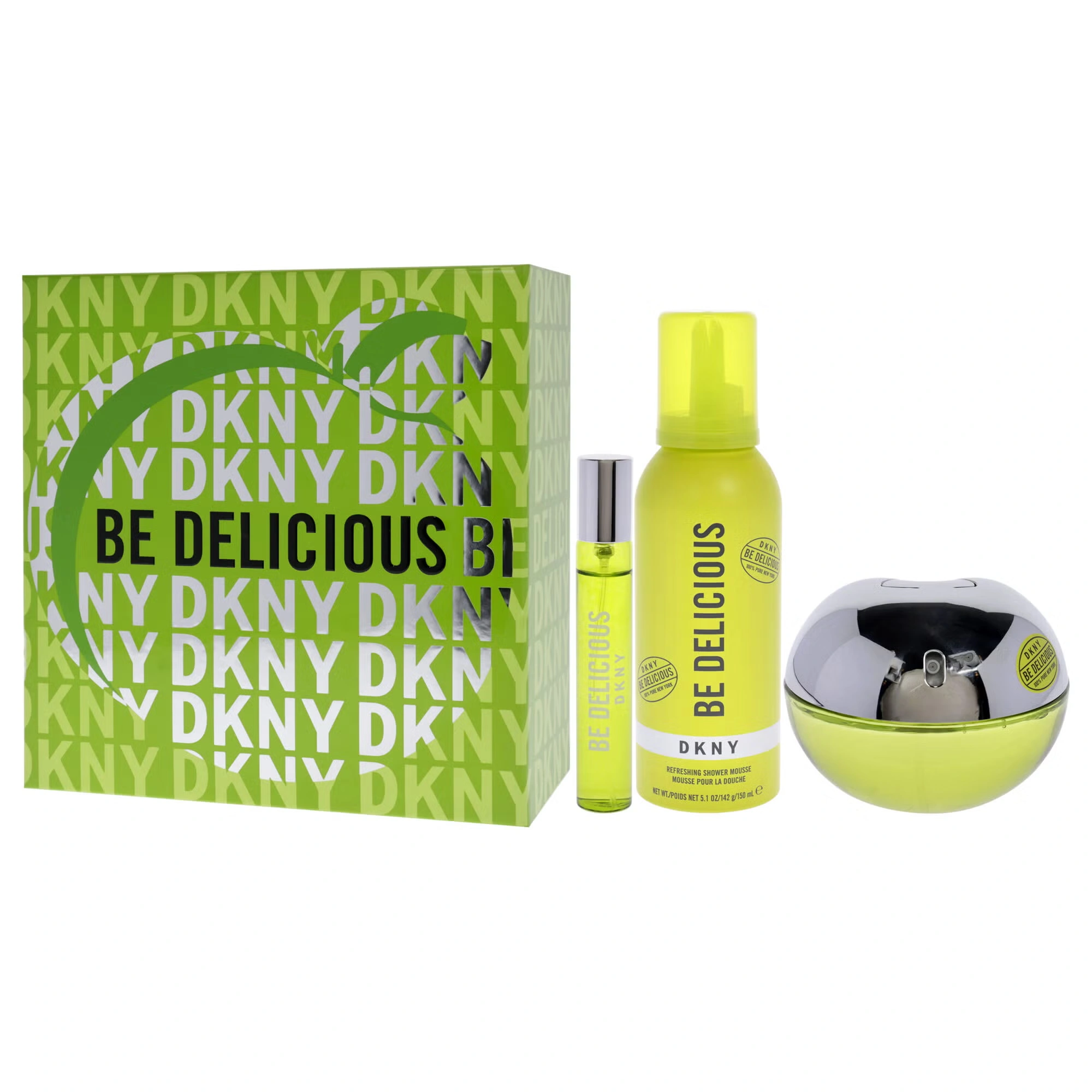 Be Delicious by Donna Karan for Women - 3 Pc Gift Set 3.4oz EDP Spray, 0.5oz EDP Spray, 5.1oz Shower Mousse