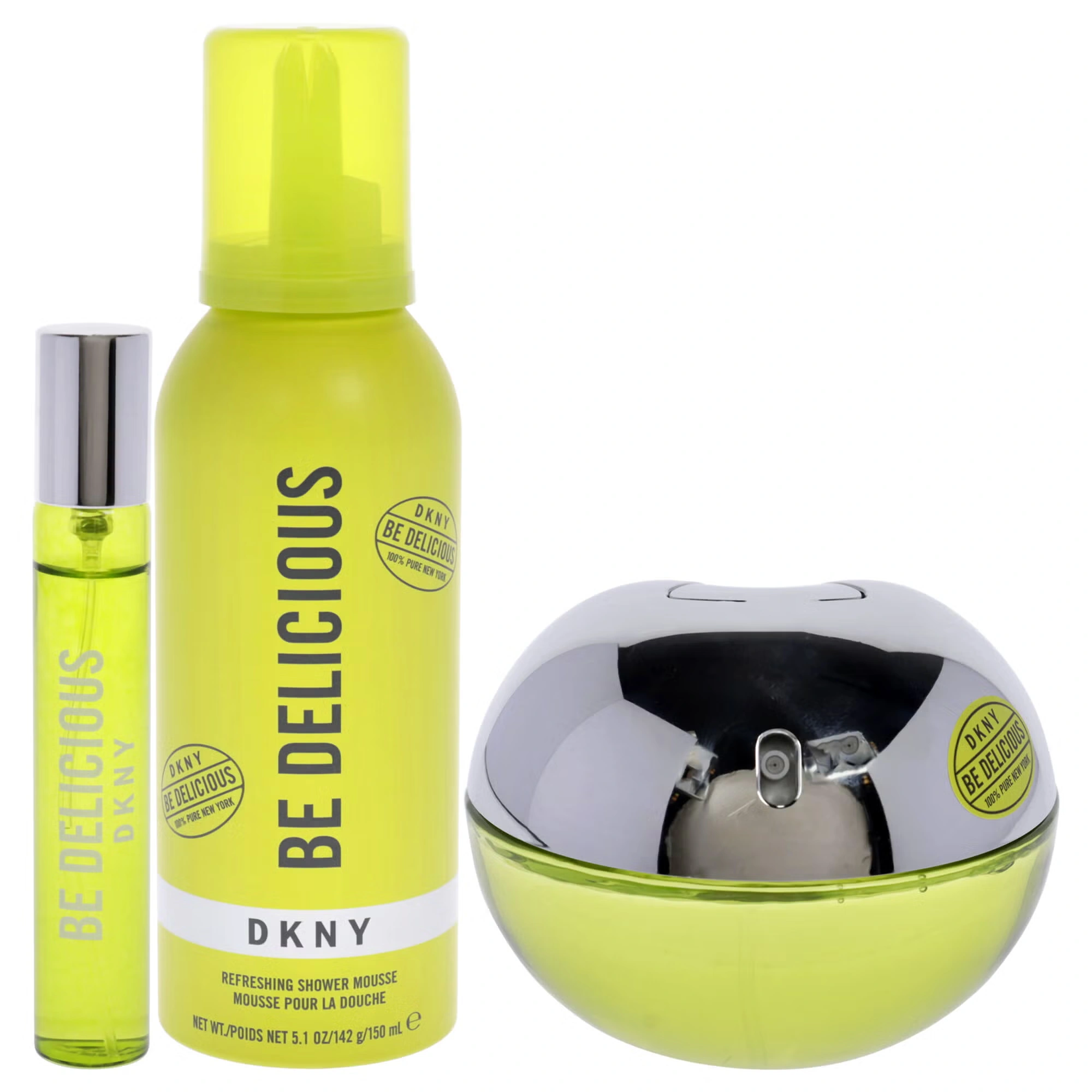 Be Delicious by Donna Karan for Women - 3 Pc Gift Set 3.4oz EDP Spray, 0.5oz EDP Spray, 5.1oz Shower Mousse
