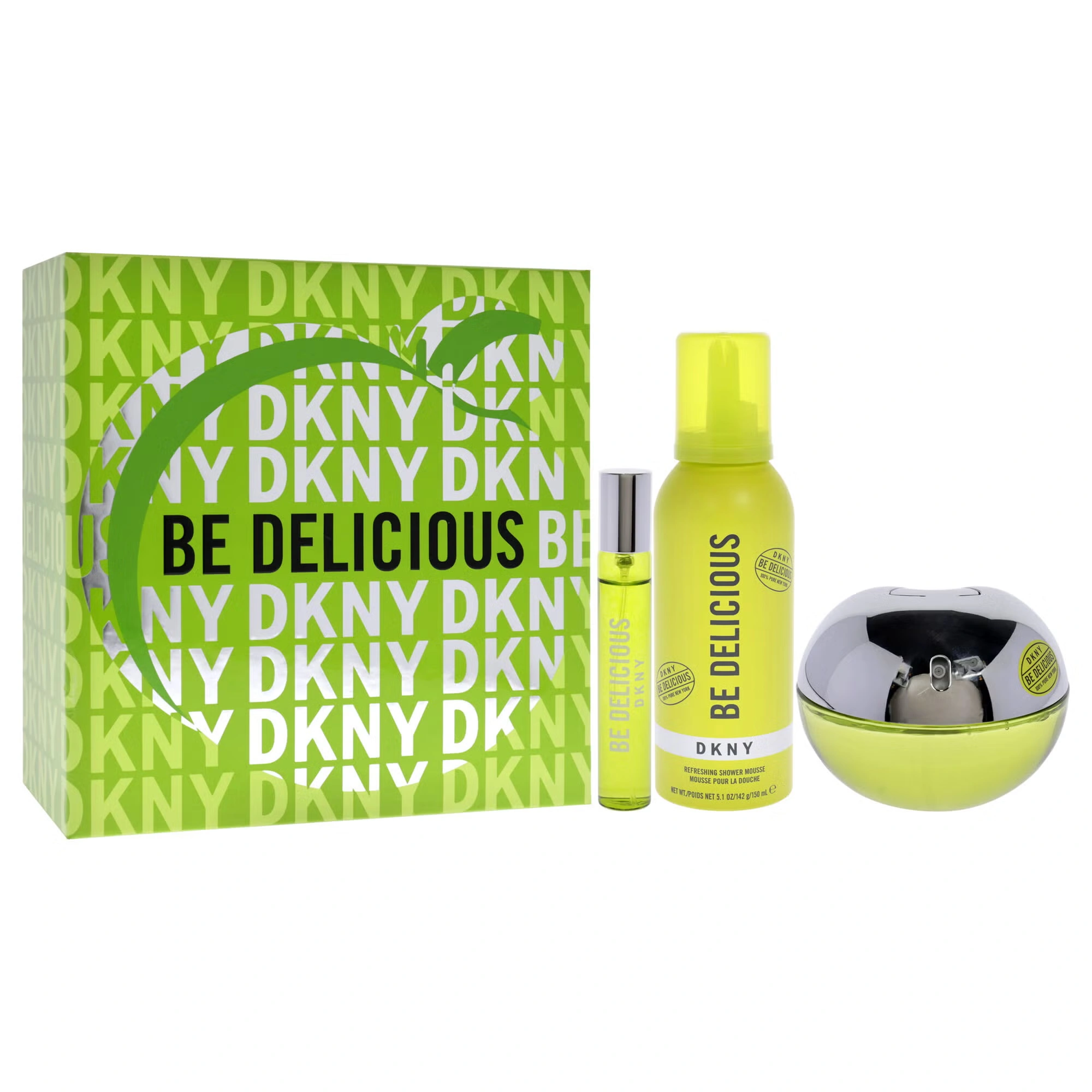 Be Delicious by Donna Karan for Women - 3 Pc Gift Set 3.4oz EDP Spray, 0.5oz EDP Spray, 5.1oz Shower Mousse