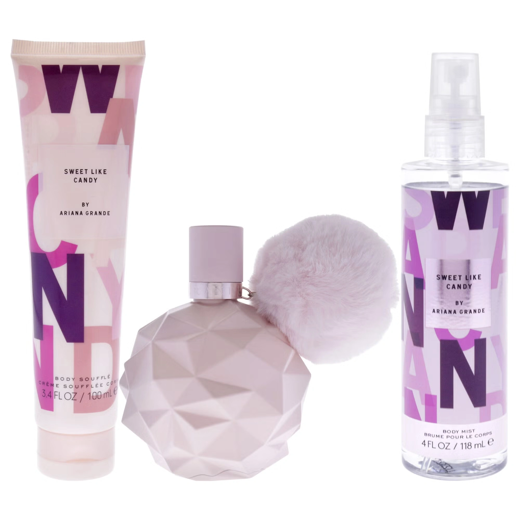Sweet Like Candy by Ariana Grande for Women - 3 Pc Gift Set 3.4oz EDP Spray, 3.4oz Body Souffle, 4oz Body Mist 5 Sweet Like Candy by Ariana Grande for Women - 3 Pc Gift Set 3.4oz EDP Spray, 3.4oz Body Souffle, 4oz Body Mist