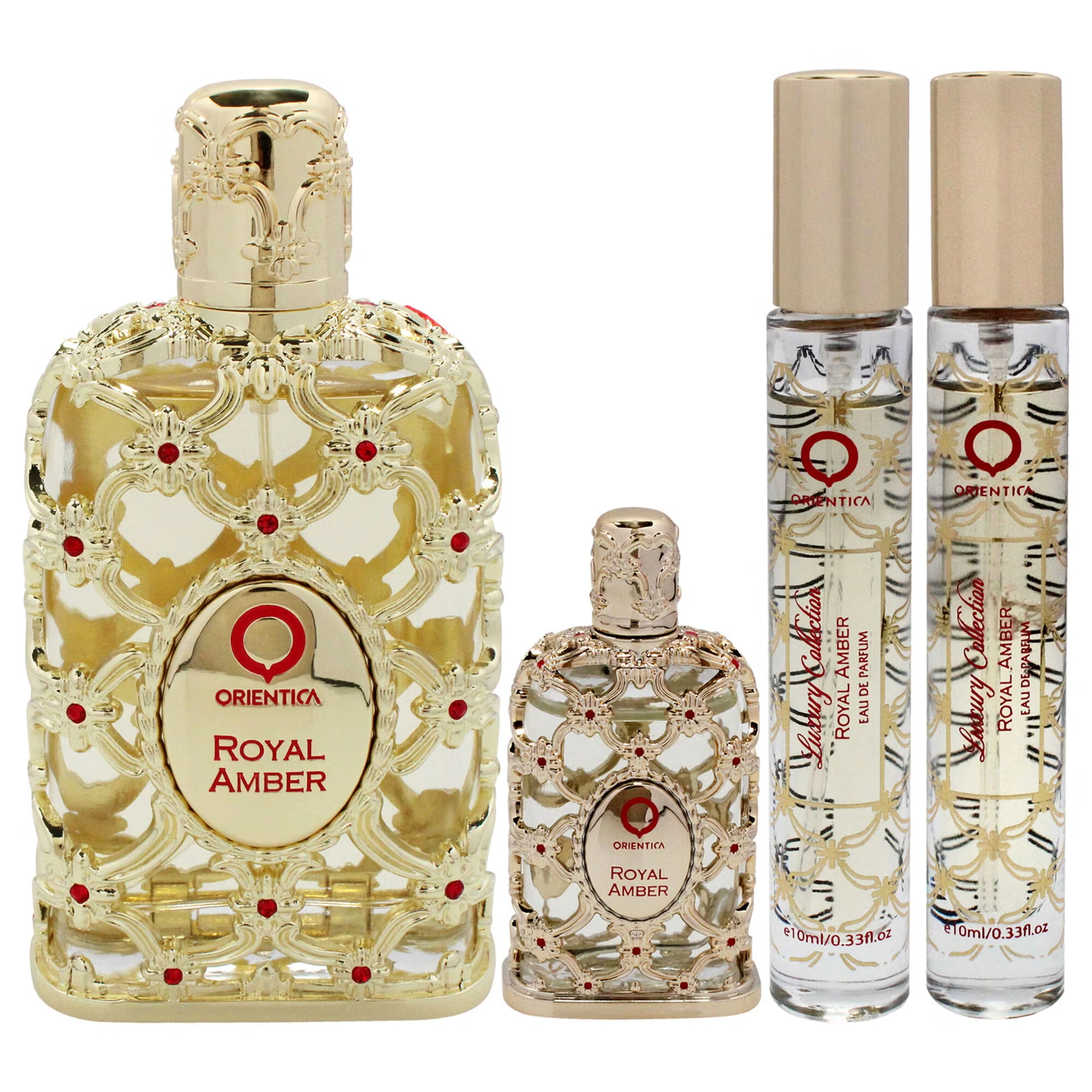 Royal Amber by Orientica for Women - 4 Pc Gift Set 2.7oz EDP Spray, 2 x 10ml EDP Spray, 7.5ml EDP Spray