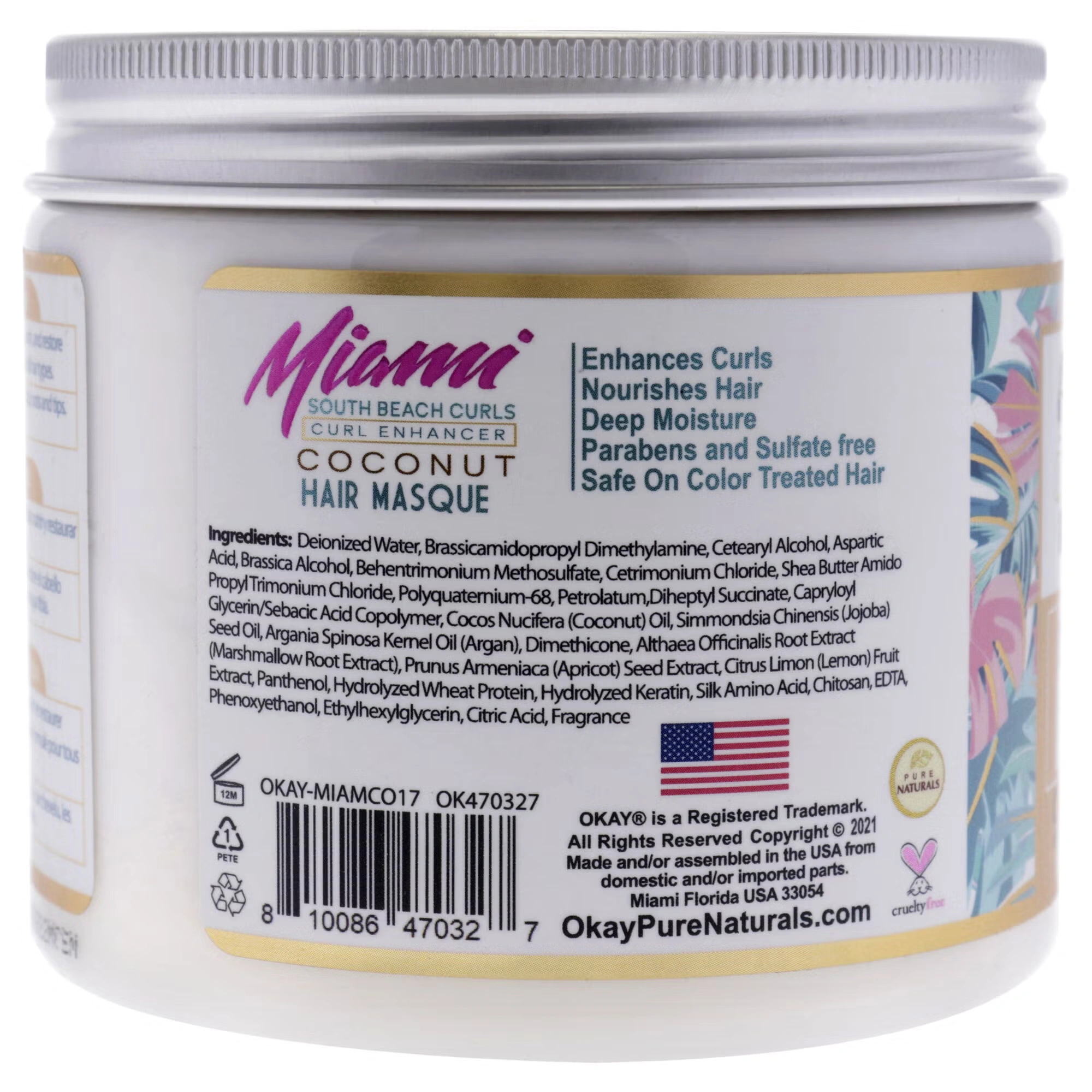 Miami South Beach Curls - Curl Enhancing by Okay for Women - 17 oz Masque