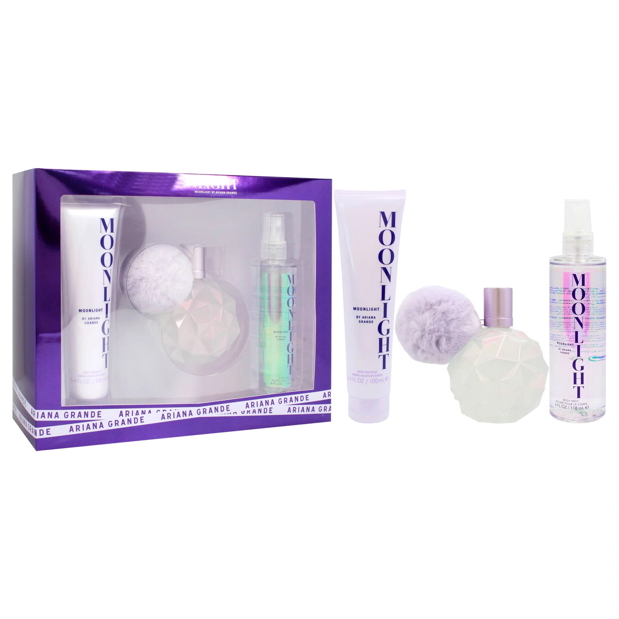 Moonlight by Ariana Grande for Women - 3 Pc Gift Set 3.4oz EDP Spray, 3.4oz Body Souffle, 4oz Body Mist