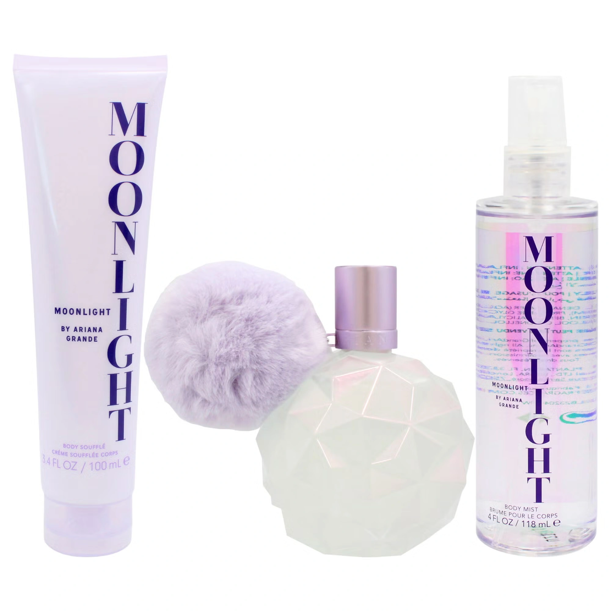 Moonlight by Ariana Grande for Women - 3 Pc Gift Set 3.4oz EDP Spray, 3.4oz Body Souffle, 4oz Body Mist