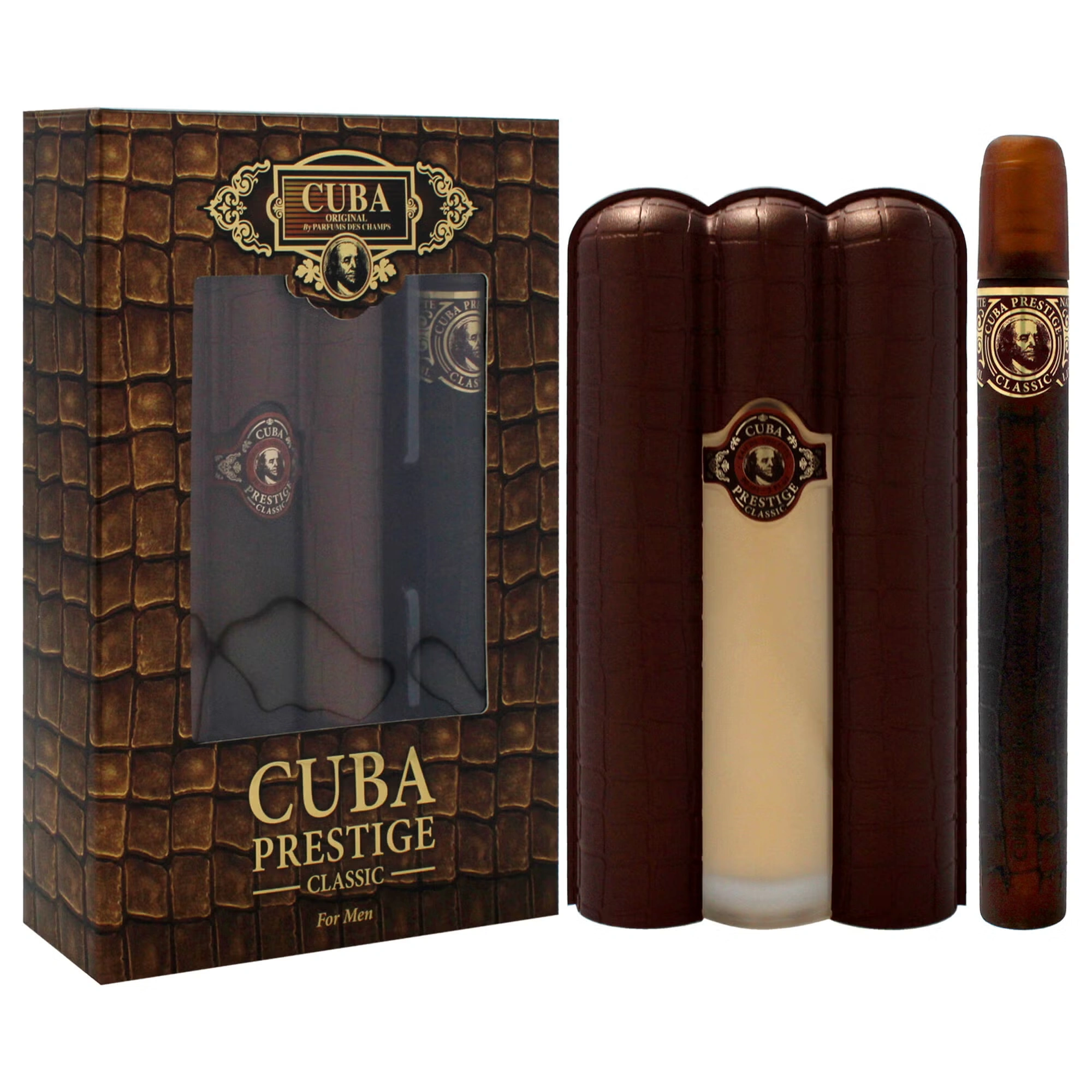 Cuba Prestige Classic by Cuba for Men - 2 Pc Gift Set 3oz EDT Spray, 1.17oz EDT Spray