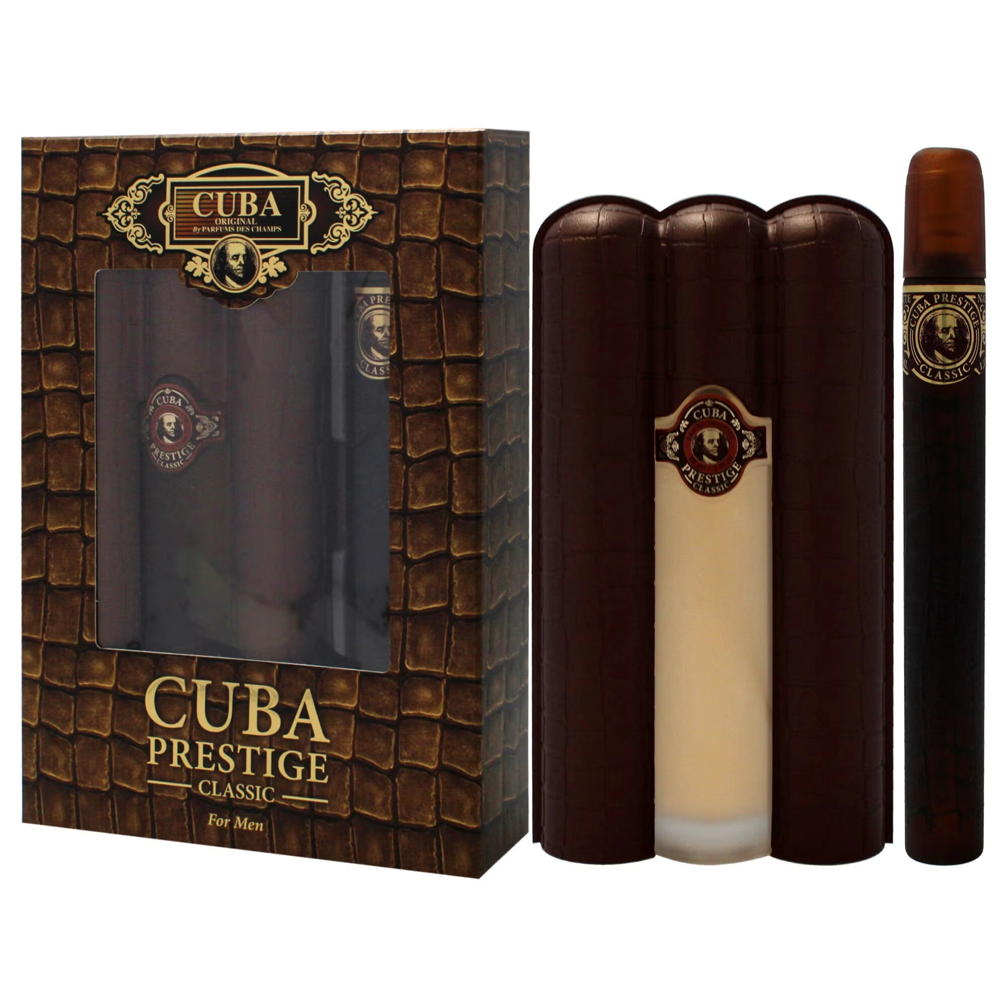 Cuba Prestige Classic by Cuba for Men - 2 Pc Gift Set 3oz EDT Spray, 1.17oz EDT Spray