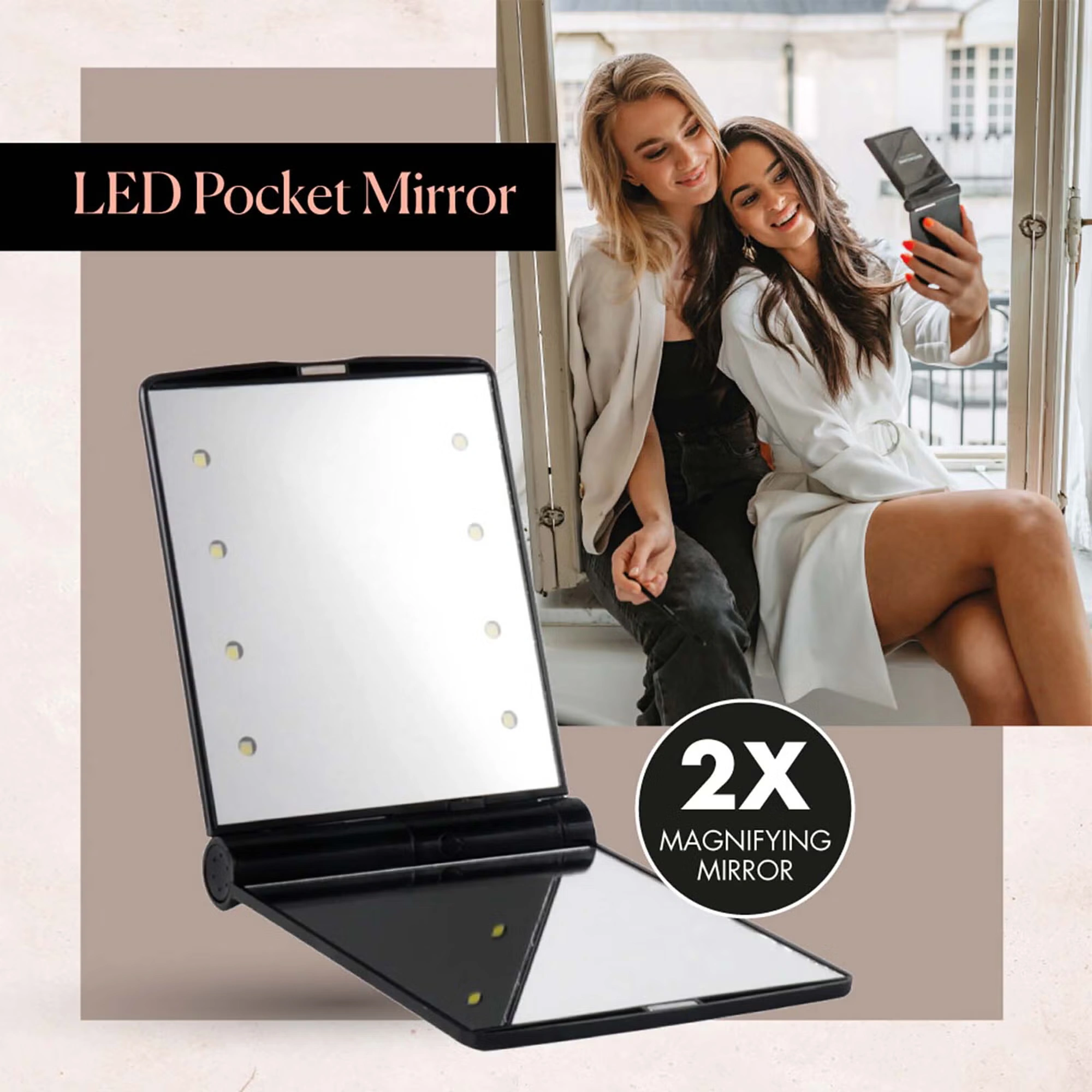 Lighted Compact Mirror by Browgame for Women - 1 Pc Mirror