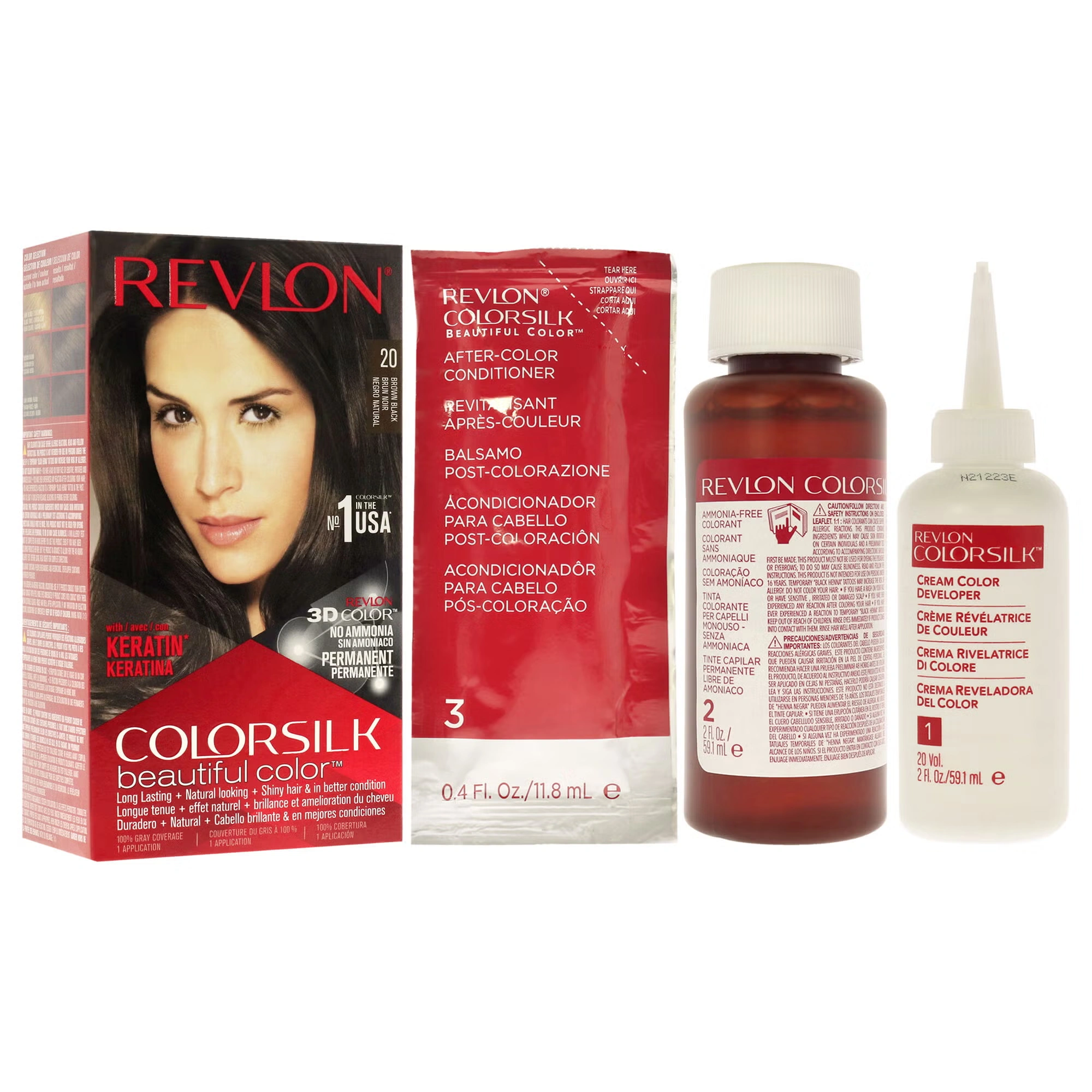 Colorsilk Beautiful Color - 20 Brown Black 2N by Revlon for Unisex - 1 Application Hair Color