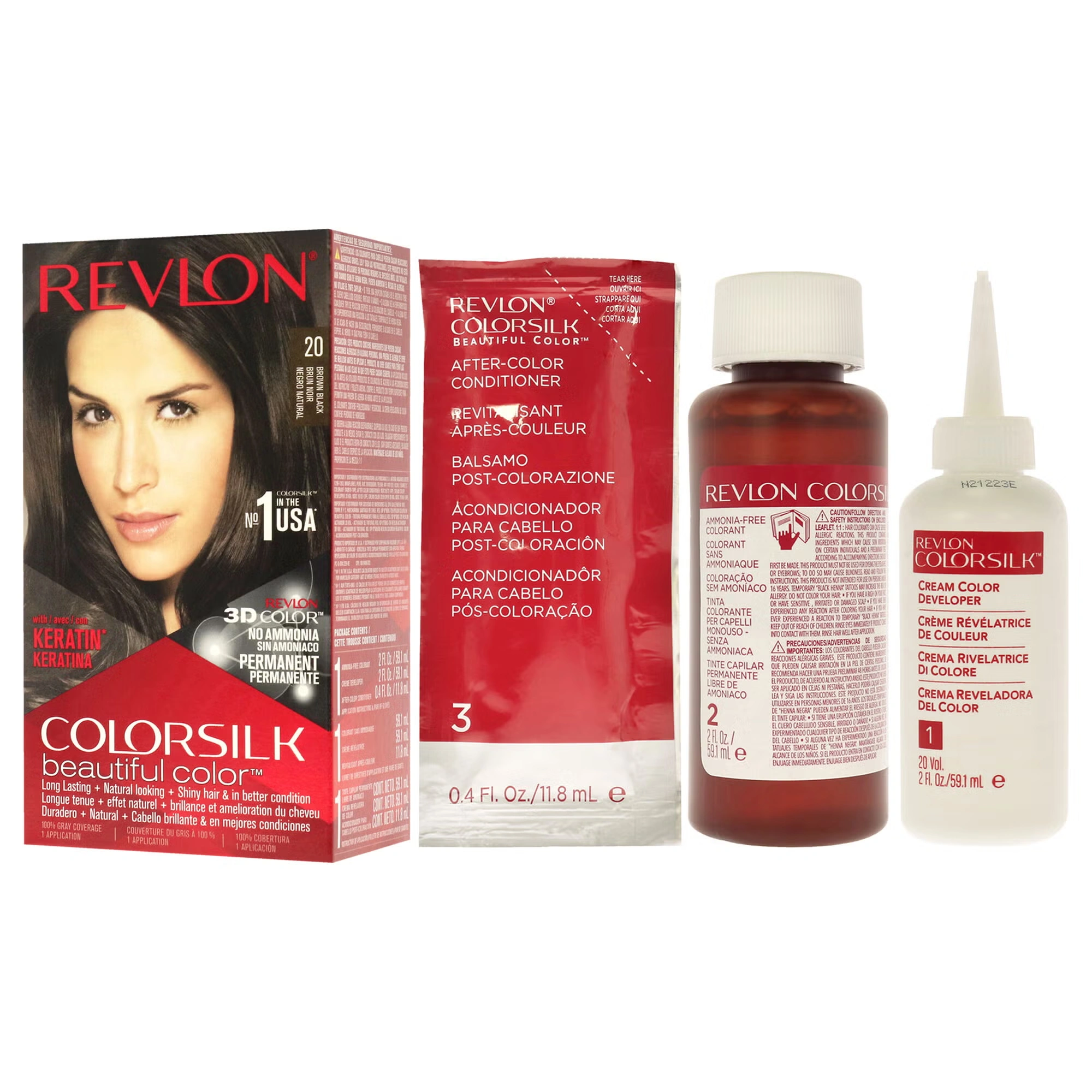 Colorsilk Beautiful Color - 20 Brown Black 2N by Revlon for Unisex - 1 Application Hair Color 4 Colorsilk Beautiful Color - 20 Brown Black 2N by Revlon for Unisex - 1 Application Hair Color