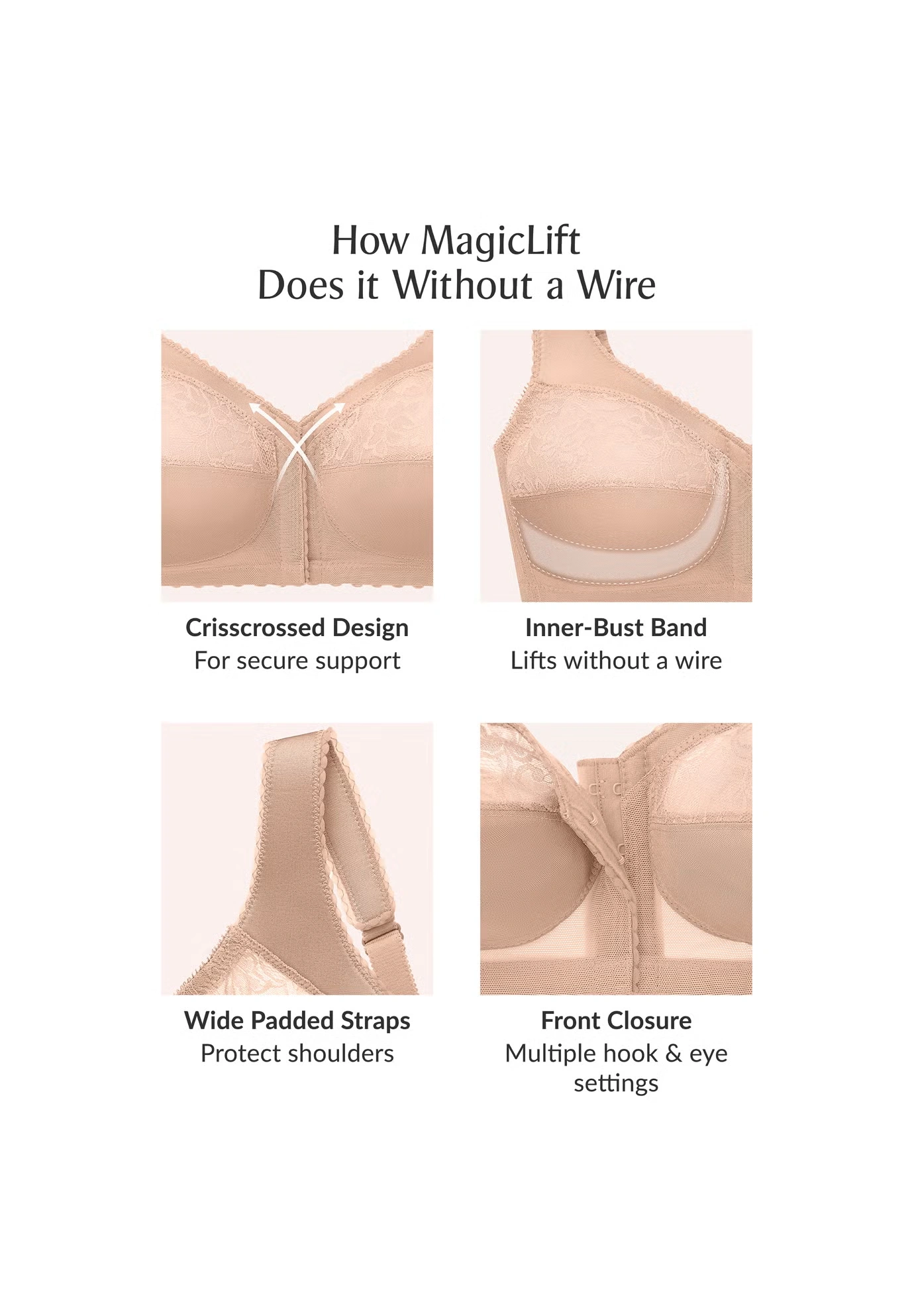 Glamorise® Magic Lift® Front-Close Support Wireless Bra 1200 5 Glamorise® Magic Lift® Front-Close Support Wireless Bra 1200