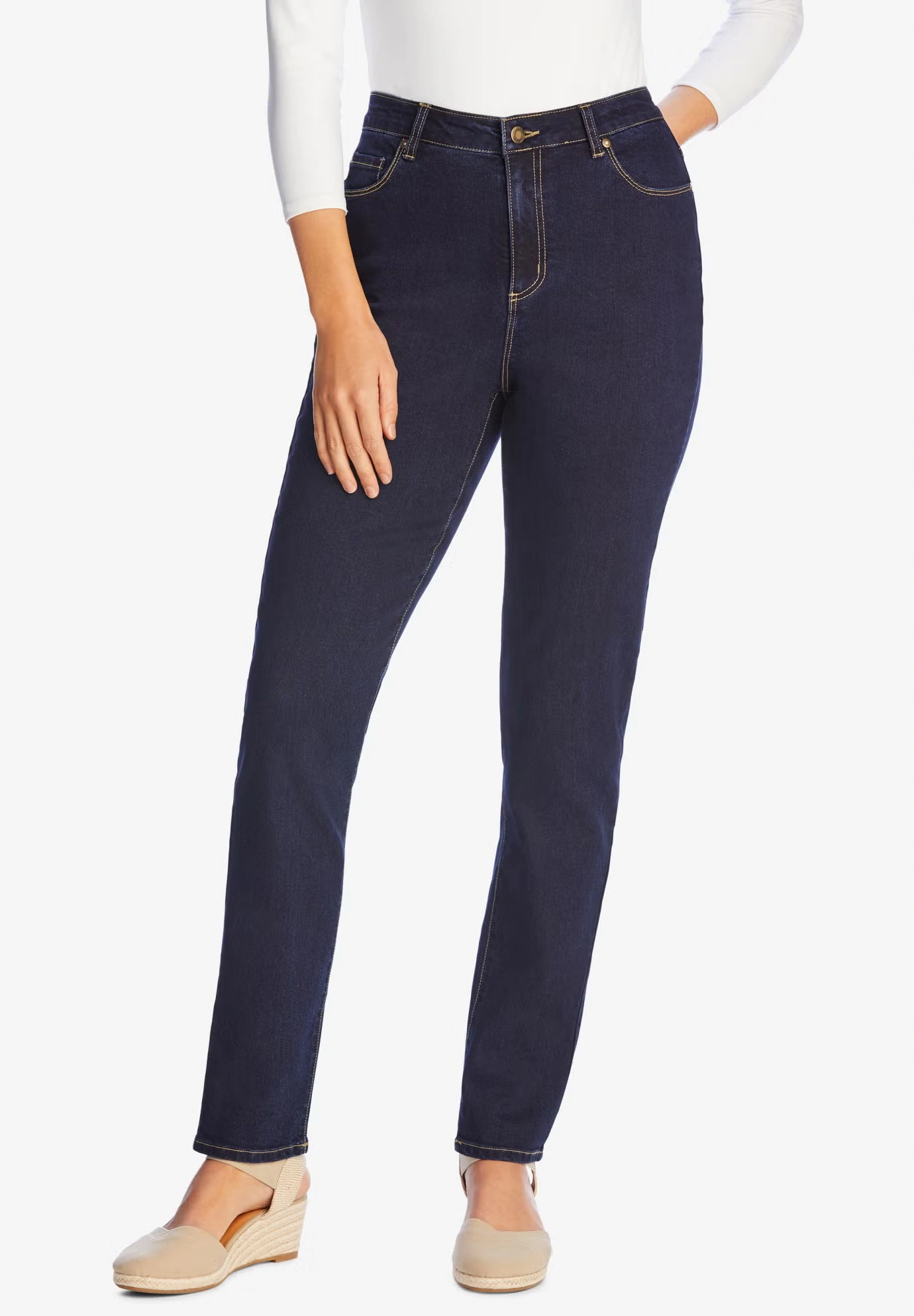 Straight-Leg Stretch Comfort Denim Five-Pocket Jeans