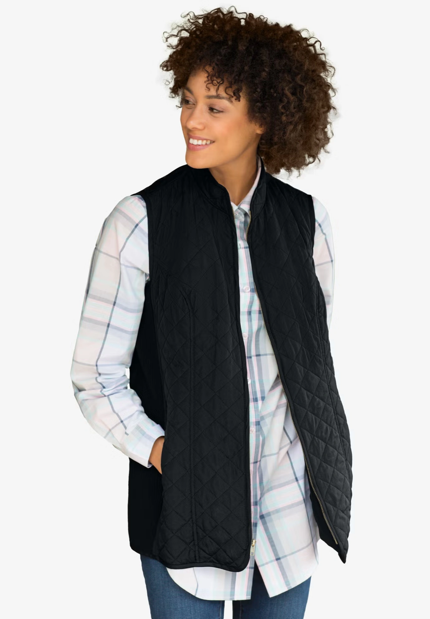 Zip-Front Quilted Vest