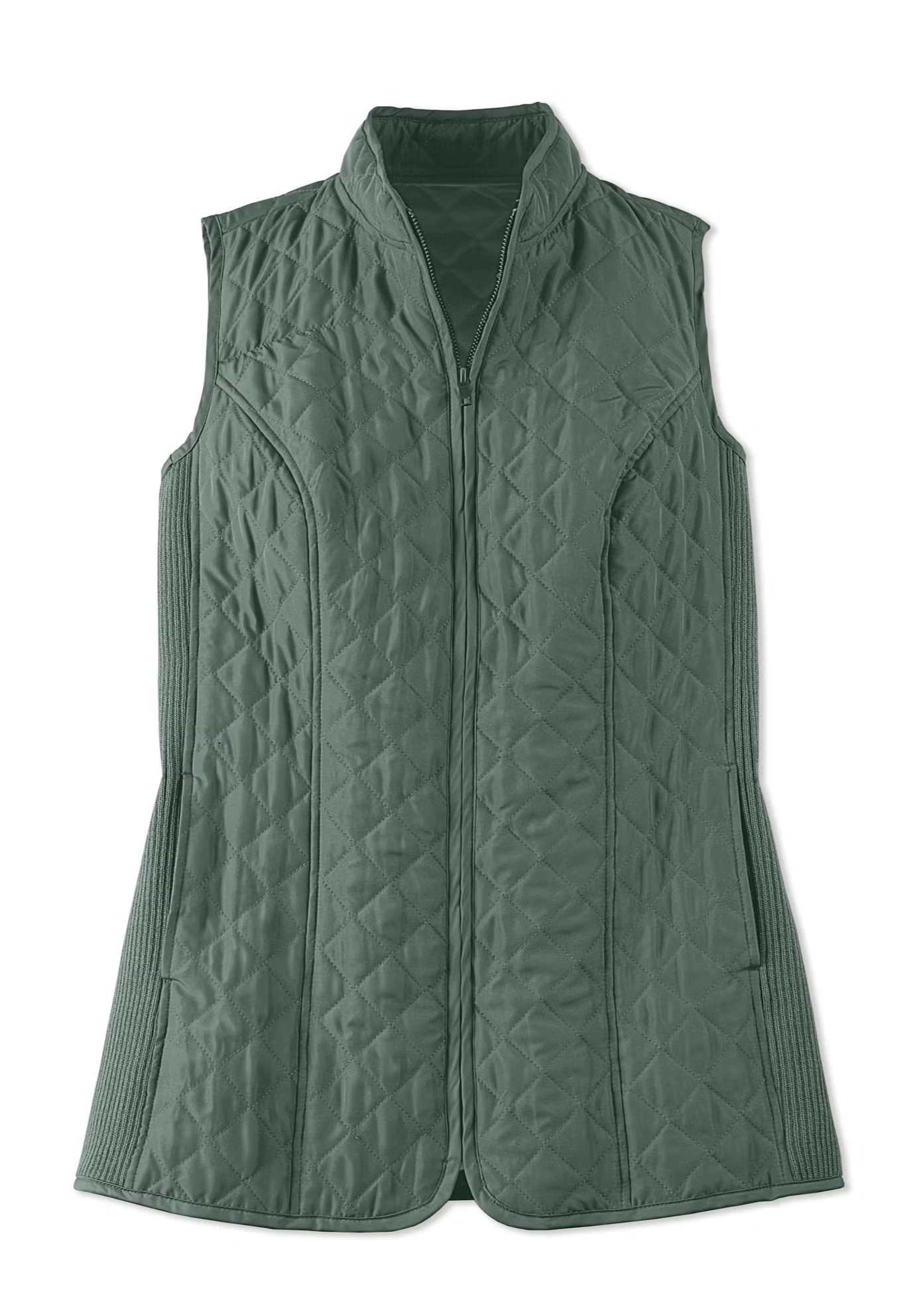 Zip-Front Quilted Vest