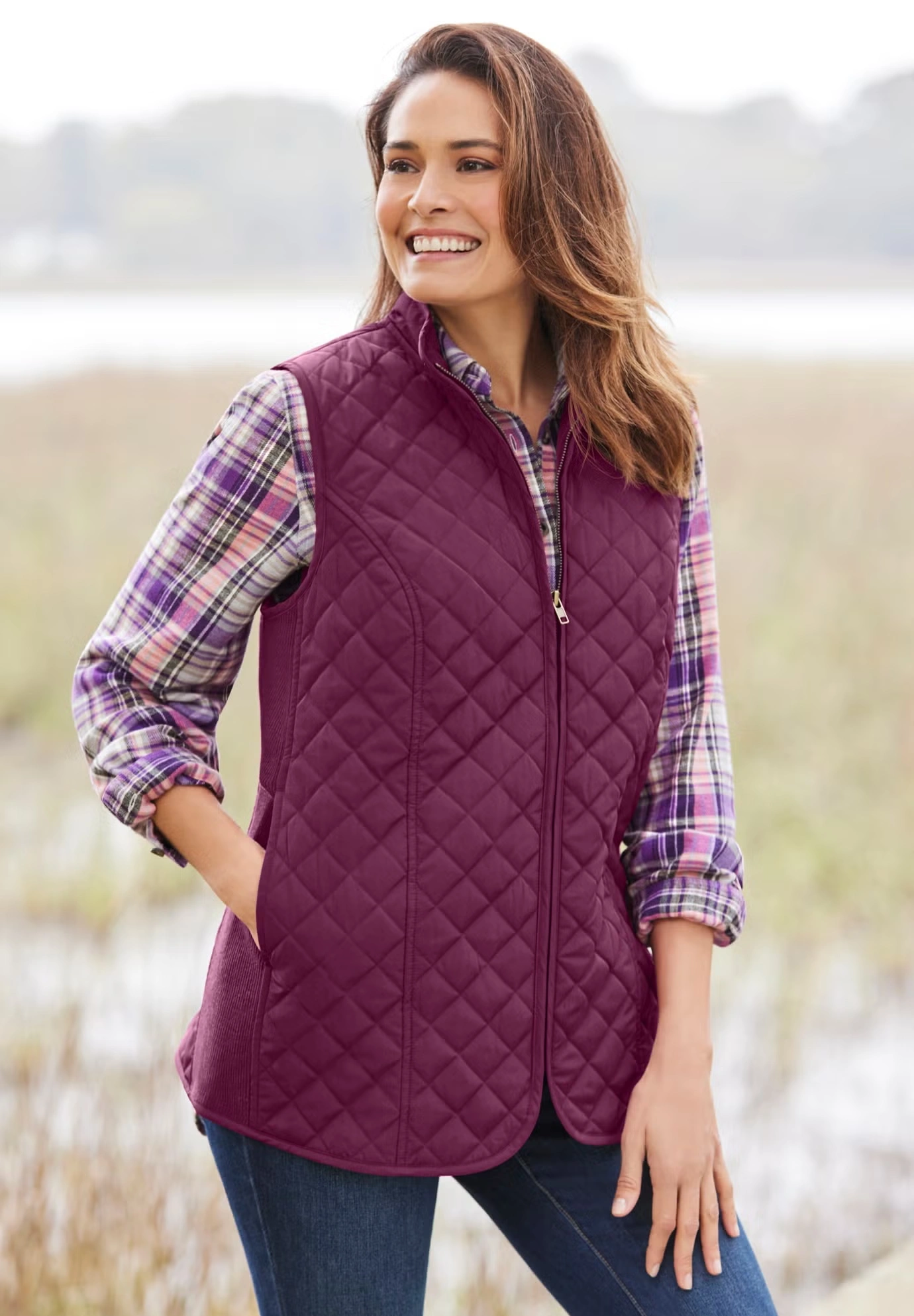 Zip-Front Quilted Vest