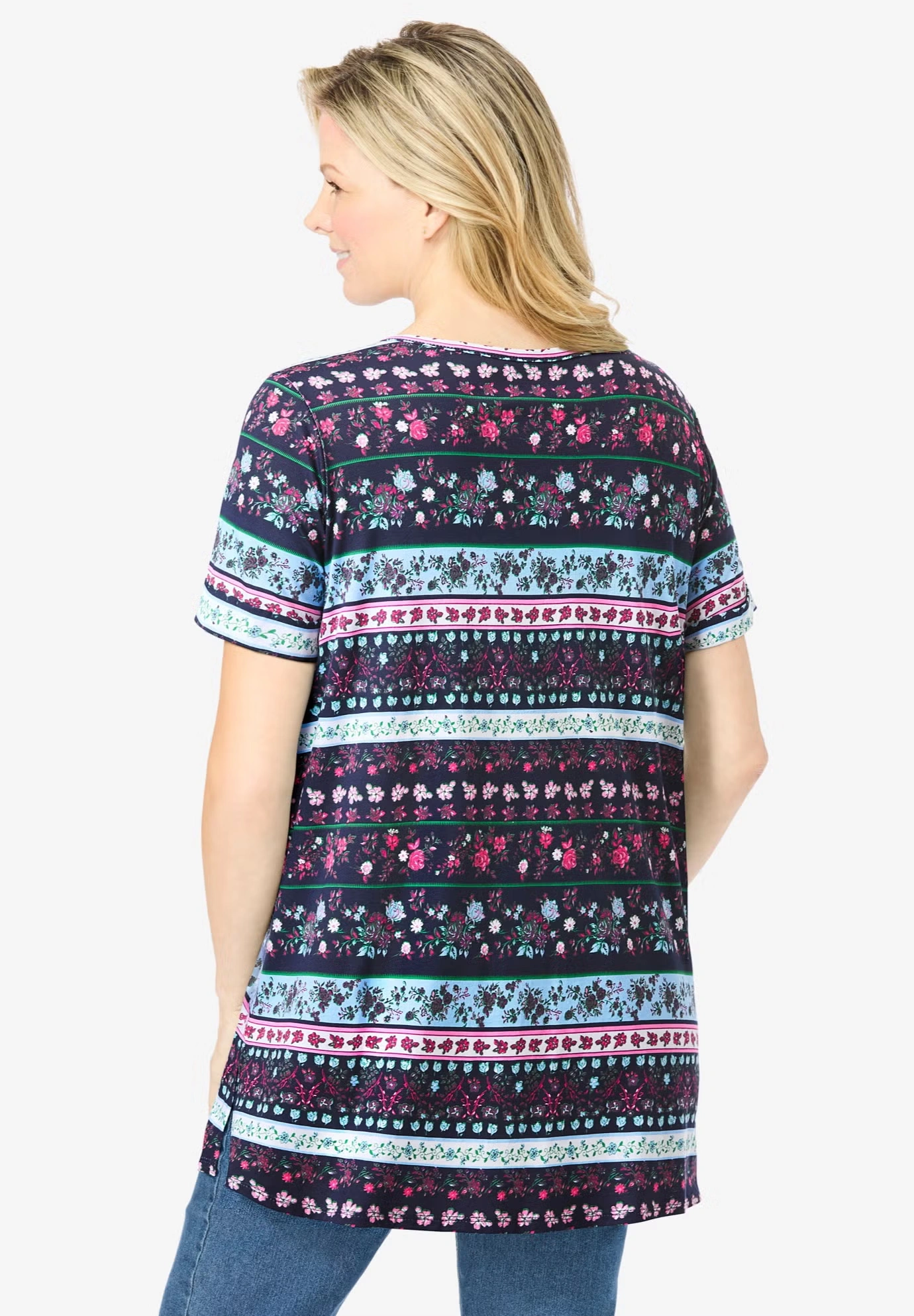 Short-Sleeve Pintucked Henley Tunic