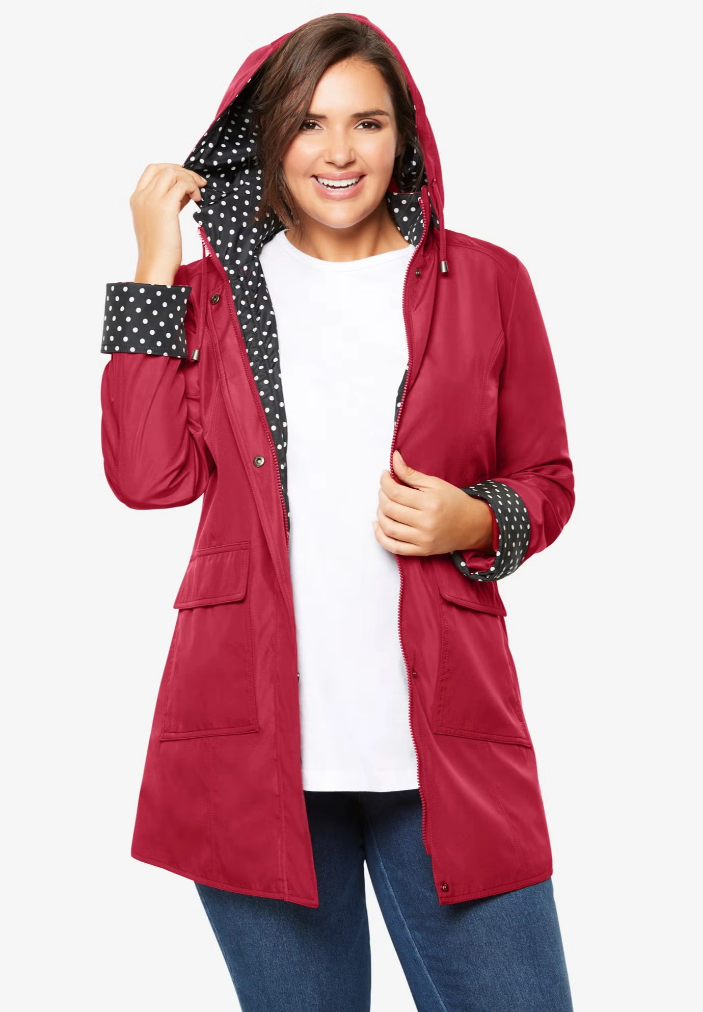 Dot Trim Raincoat