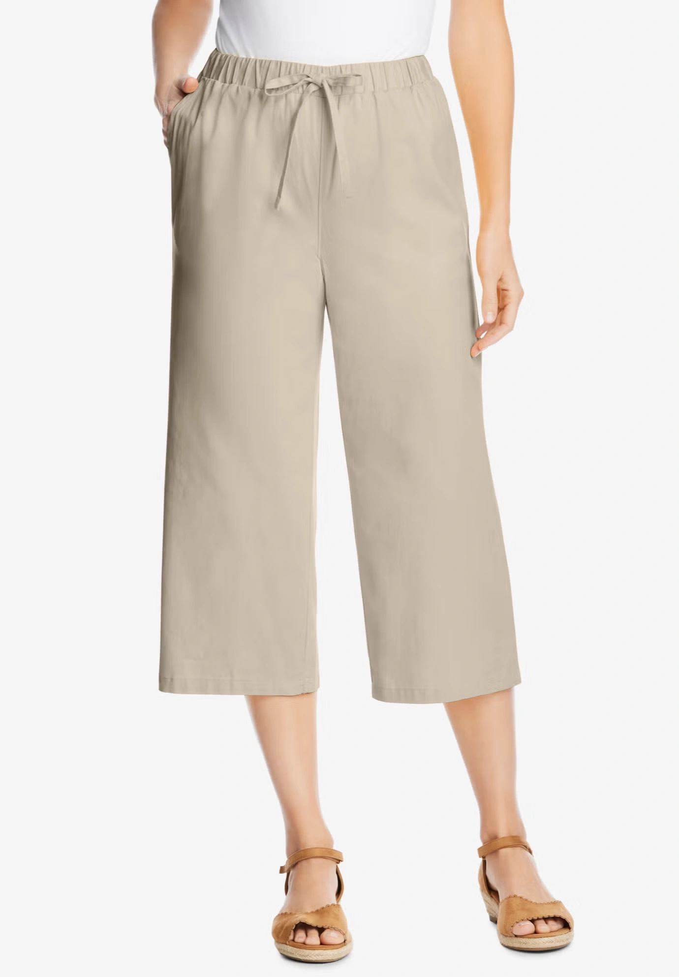 Drawstring Denim Capri