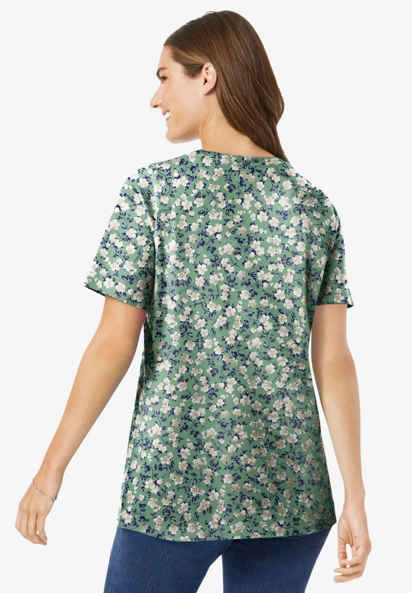 Perfect Printed Short-Sleeve Scoopneck Tee