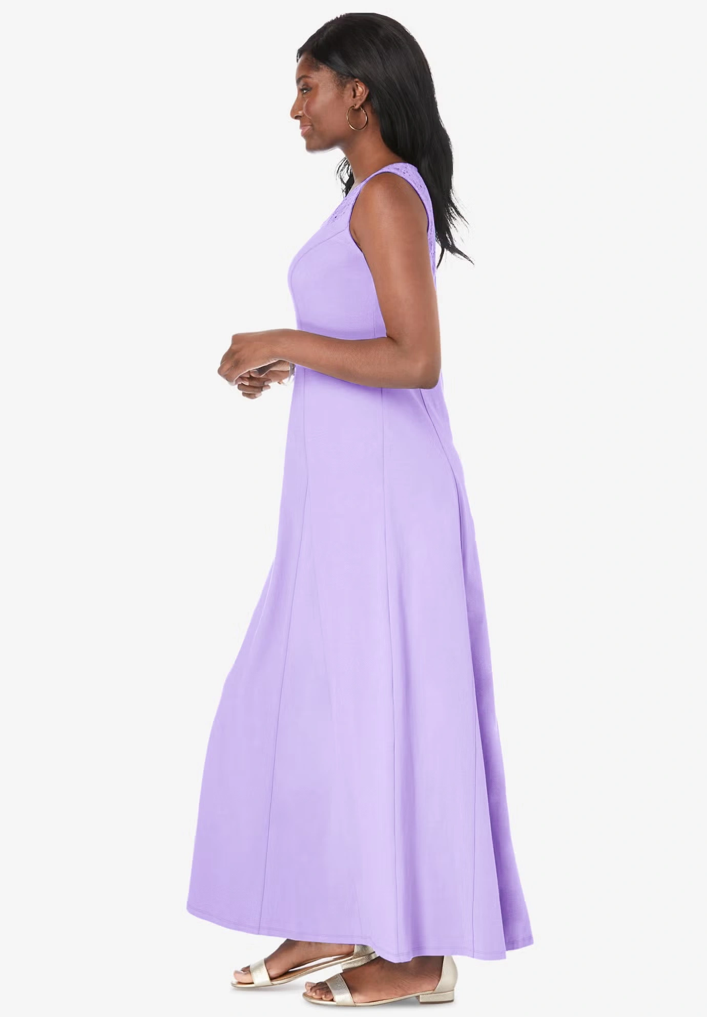 Stretch Cotton Crochet-Back Maxi Dress 3 Stretch Cotton Crochet-Back Maxi Dress