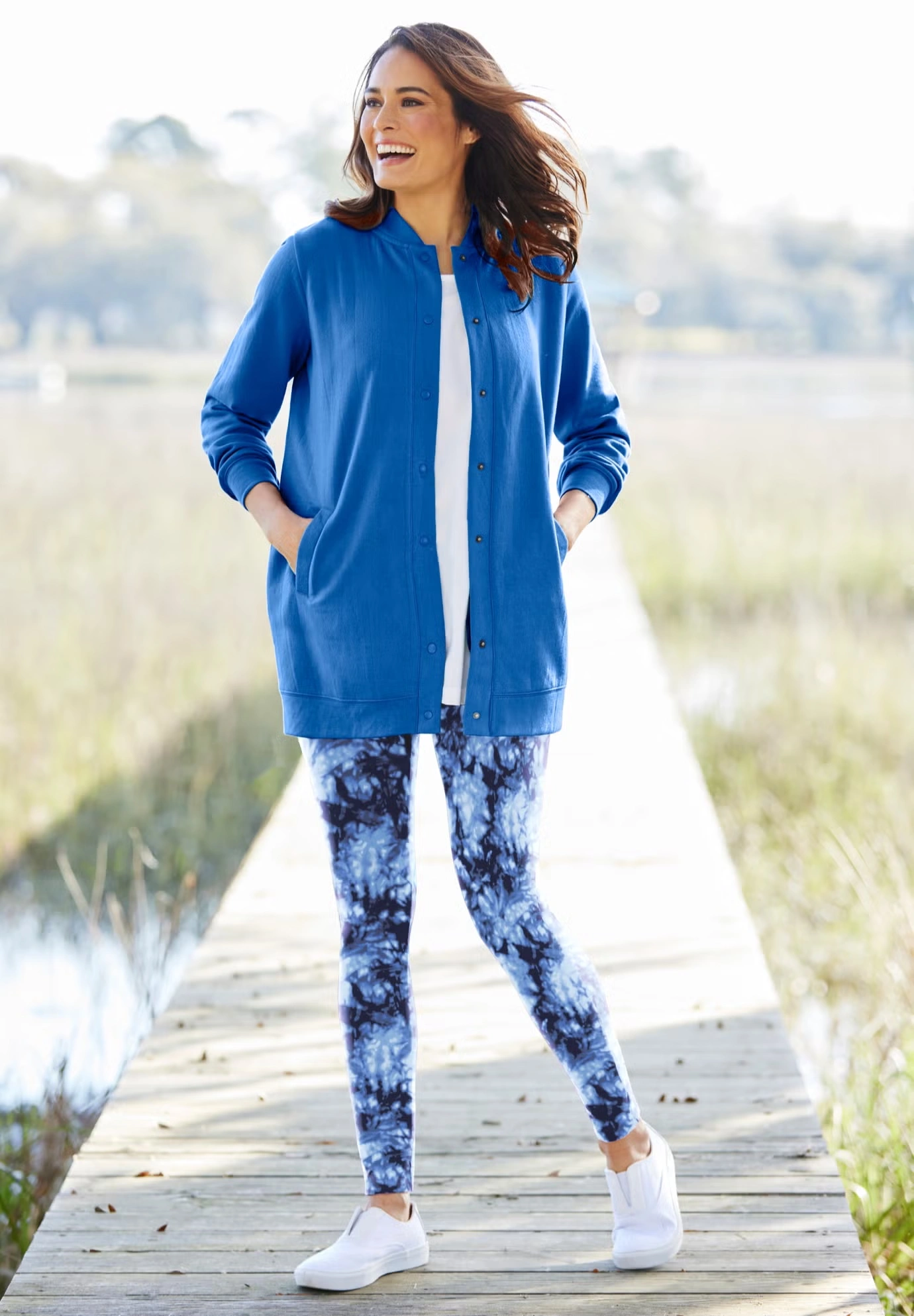 Stretch-Cotton Knit Pull-On Printed Leggings