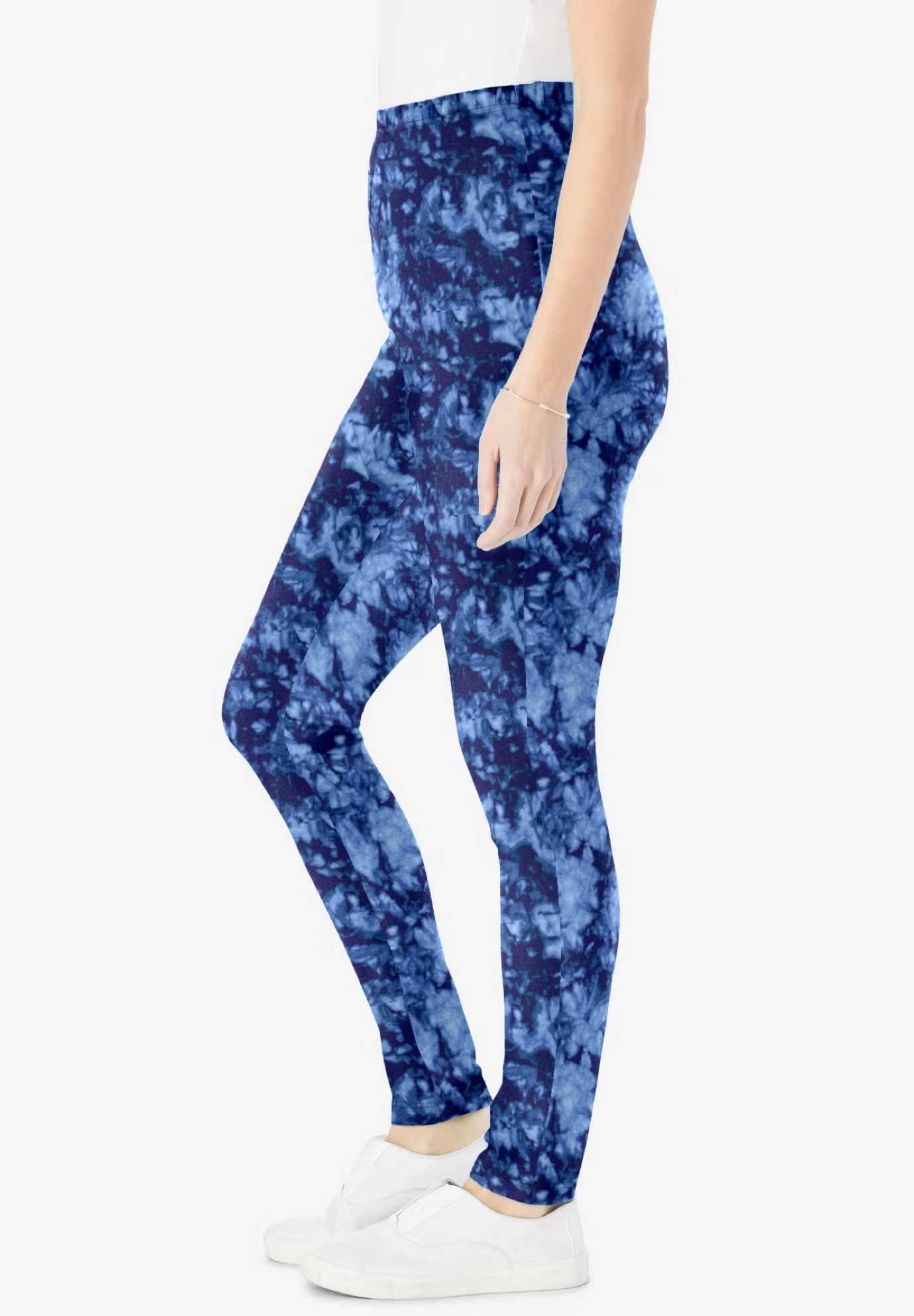 Stretch-Cotton Knit Pull-On Printed Leggings