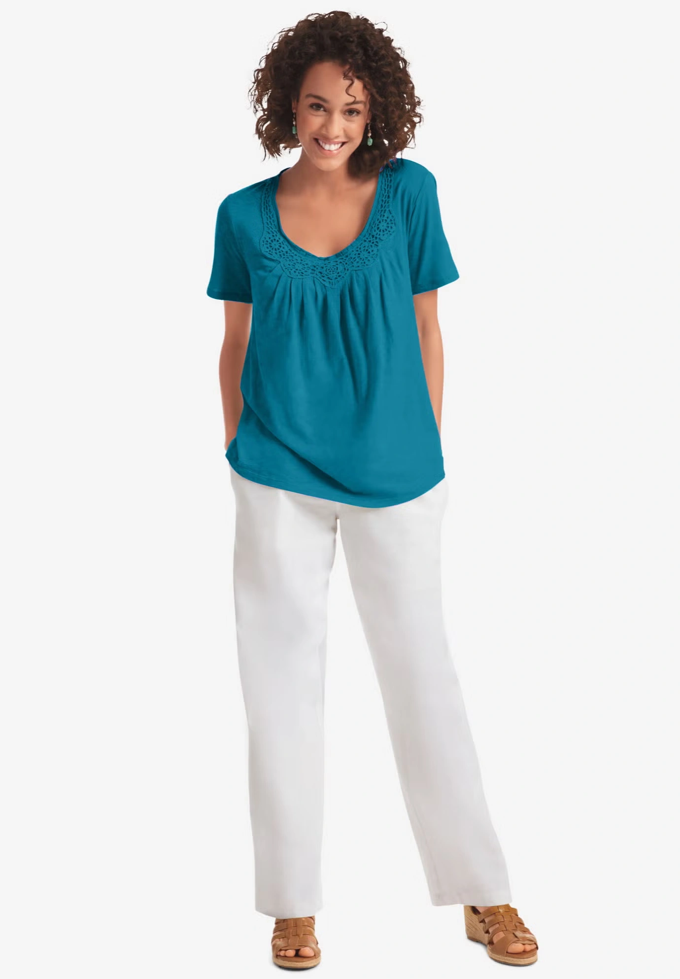 Crochet-Trim Knit Top